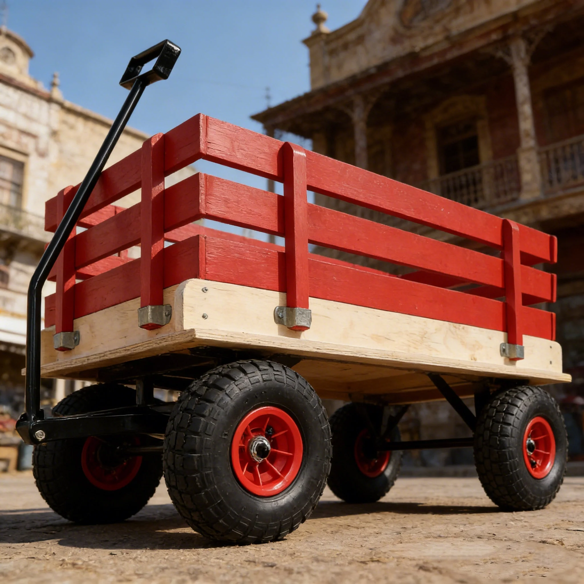 Children's and Garden Wooden Carriage with All-Terrain Inflatable Wheels - Image 13