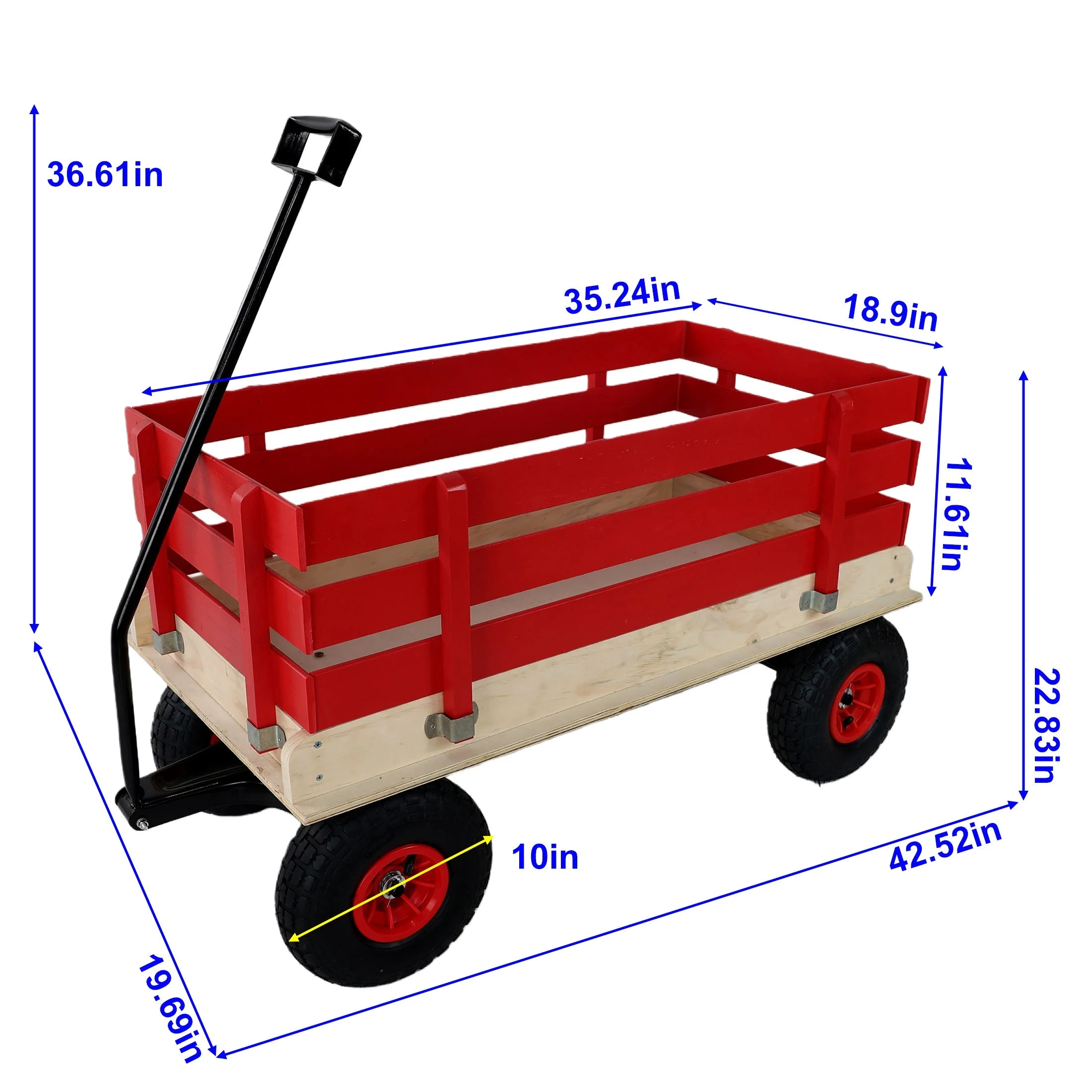 Children's and Garden Wooden Carriage with All-Terrain Inflatable Wheels - Image 15