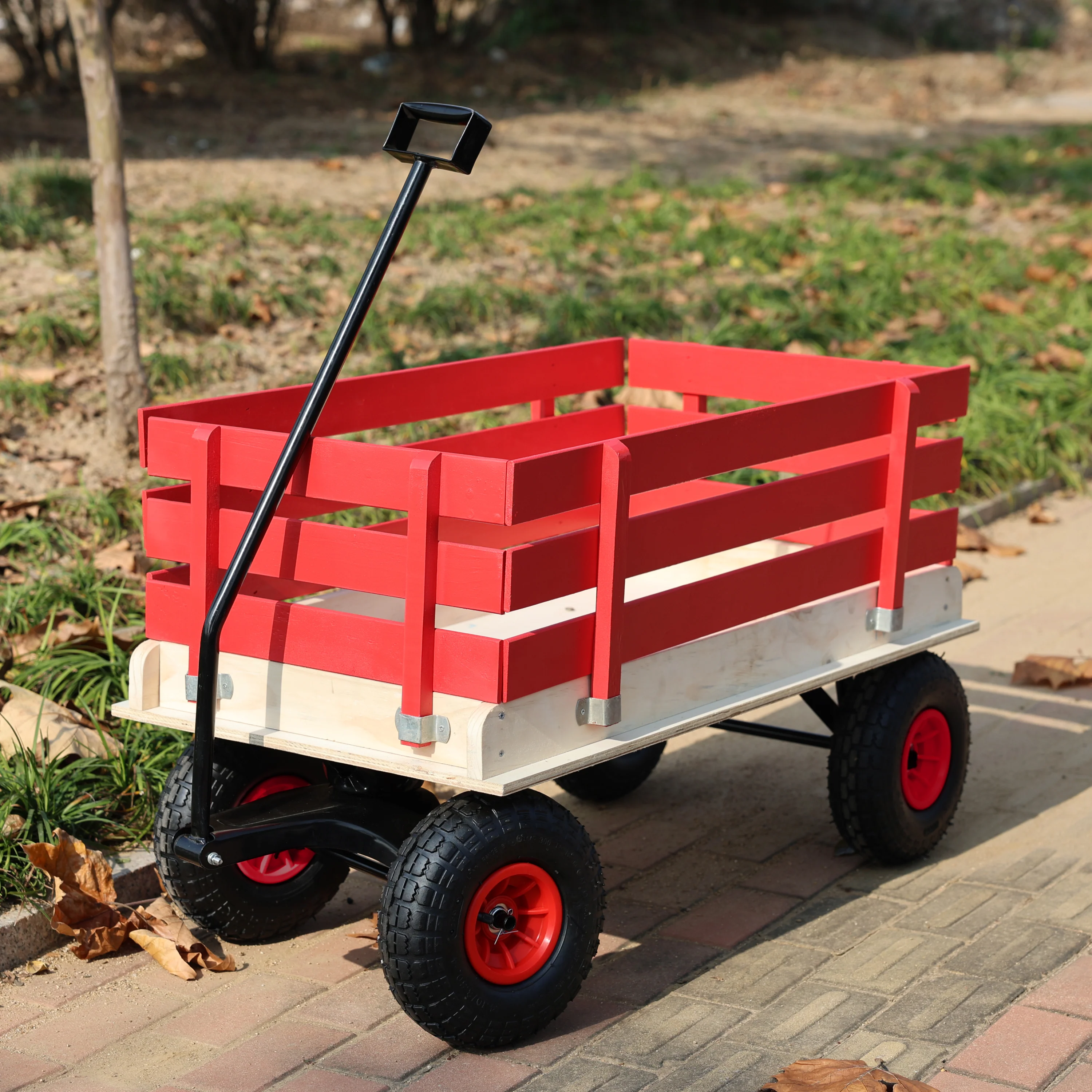 Children's and Garden Wooden Carriage with All-Terrain Inflatable Wheels - Image 16