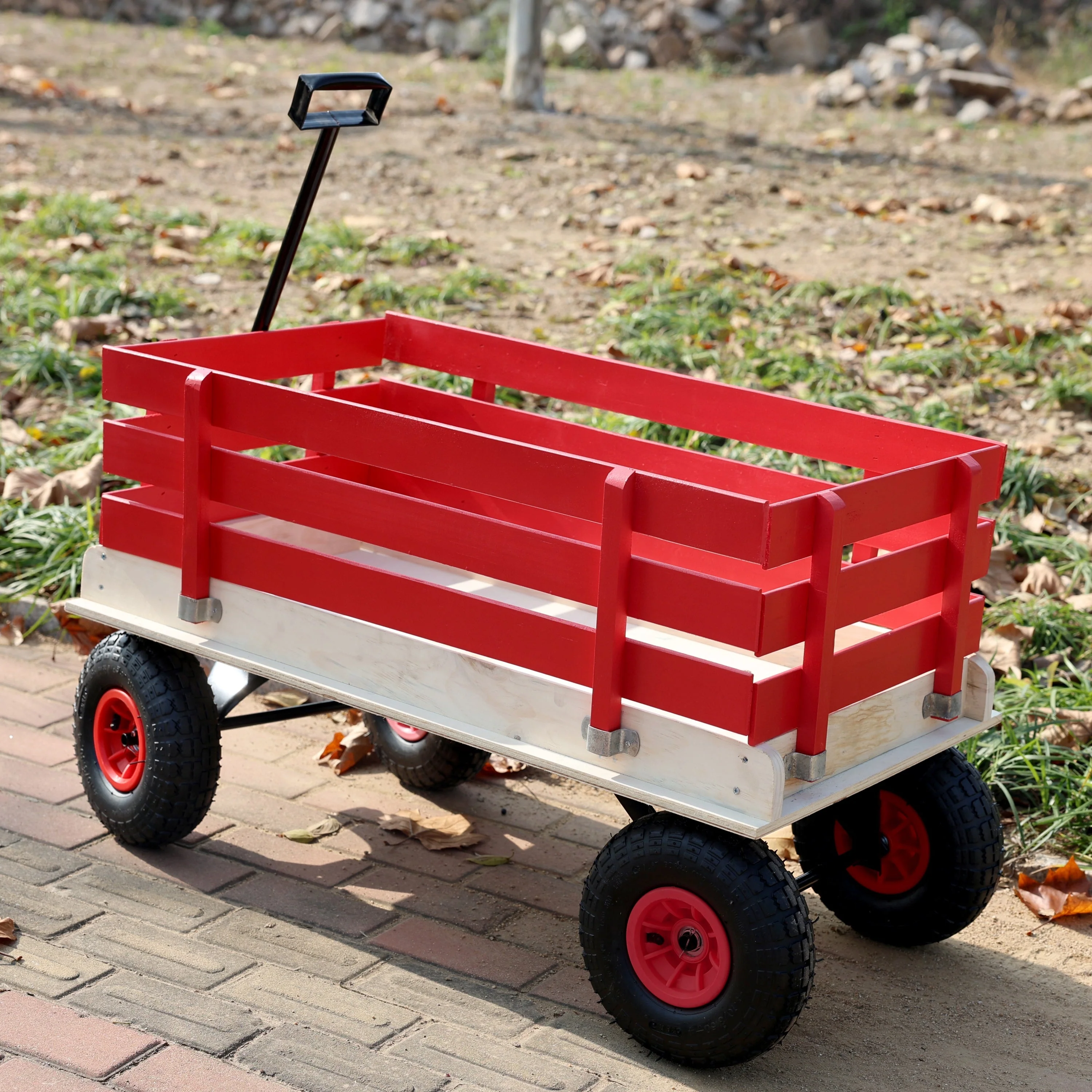 Children's and Garden Wooden Carriage with All-Terrain Inflatable Wheels - Image 17