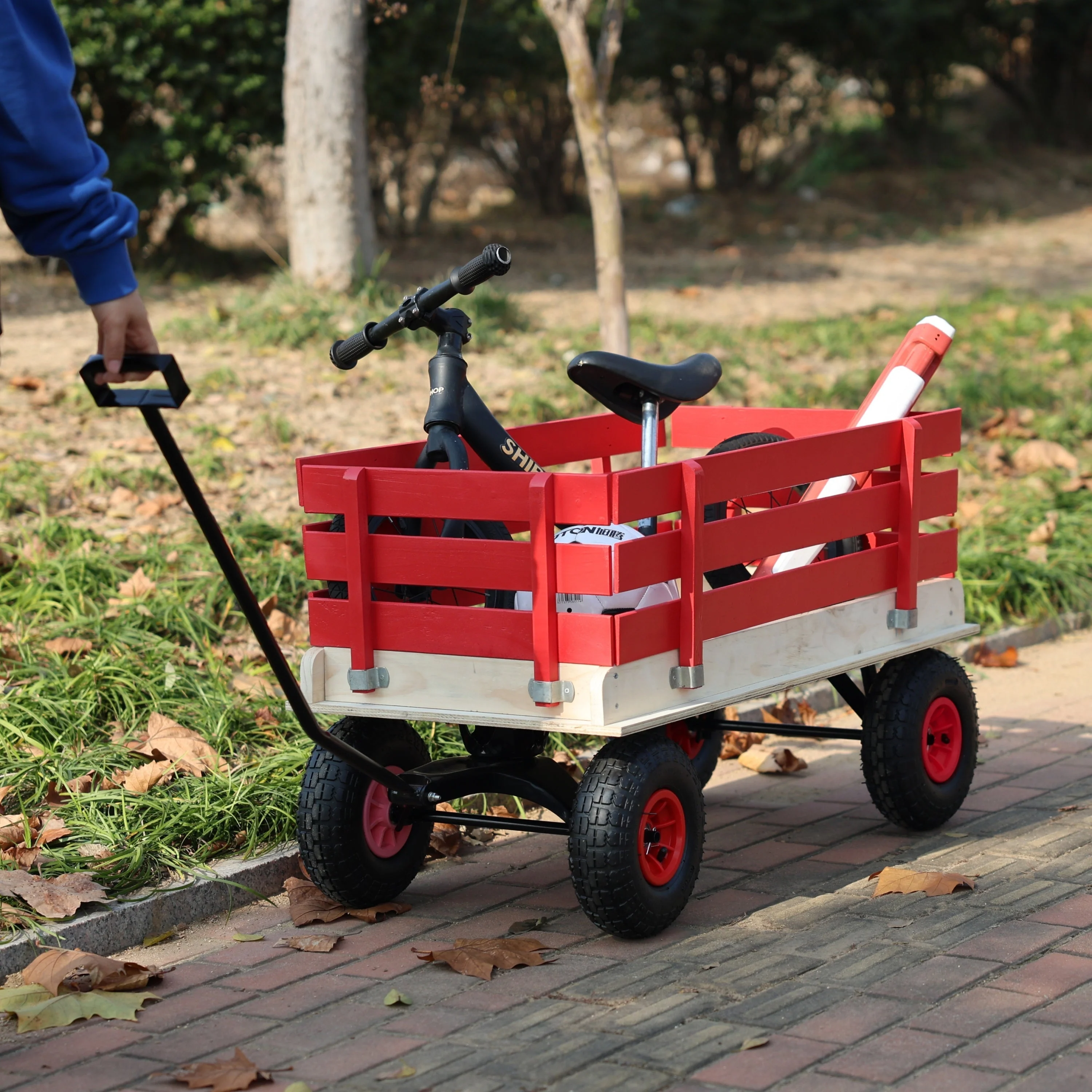 Children's and Garden Wooden Carriage with All-Terrain Inflatable Wheels - Image 18