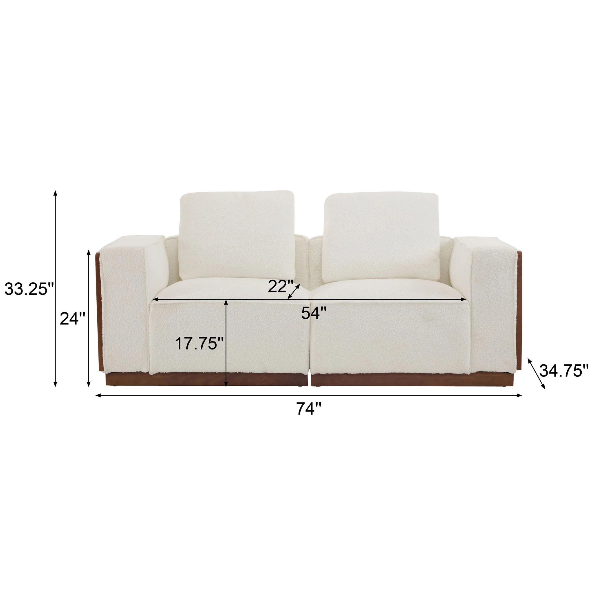 Chita Modular Sectional Sofa 2 Seater With Larger Seats - Beige - Image 3