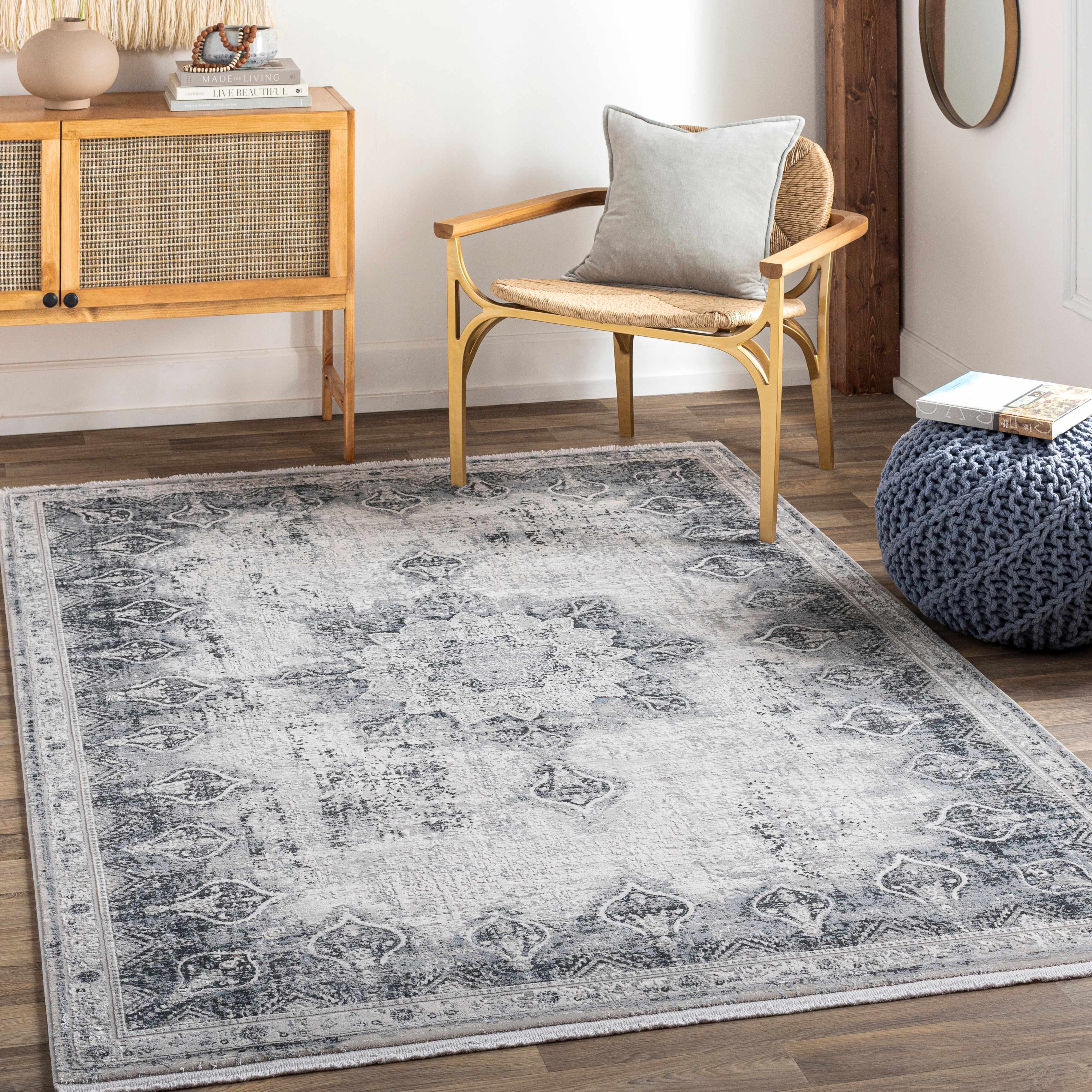 Chorlton Luxury Fringed Faux Silk Rug - Clearance - Image 2