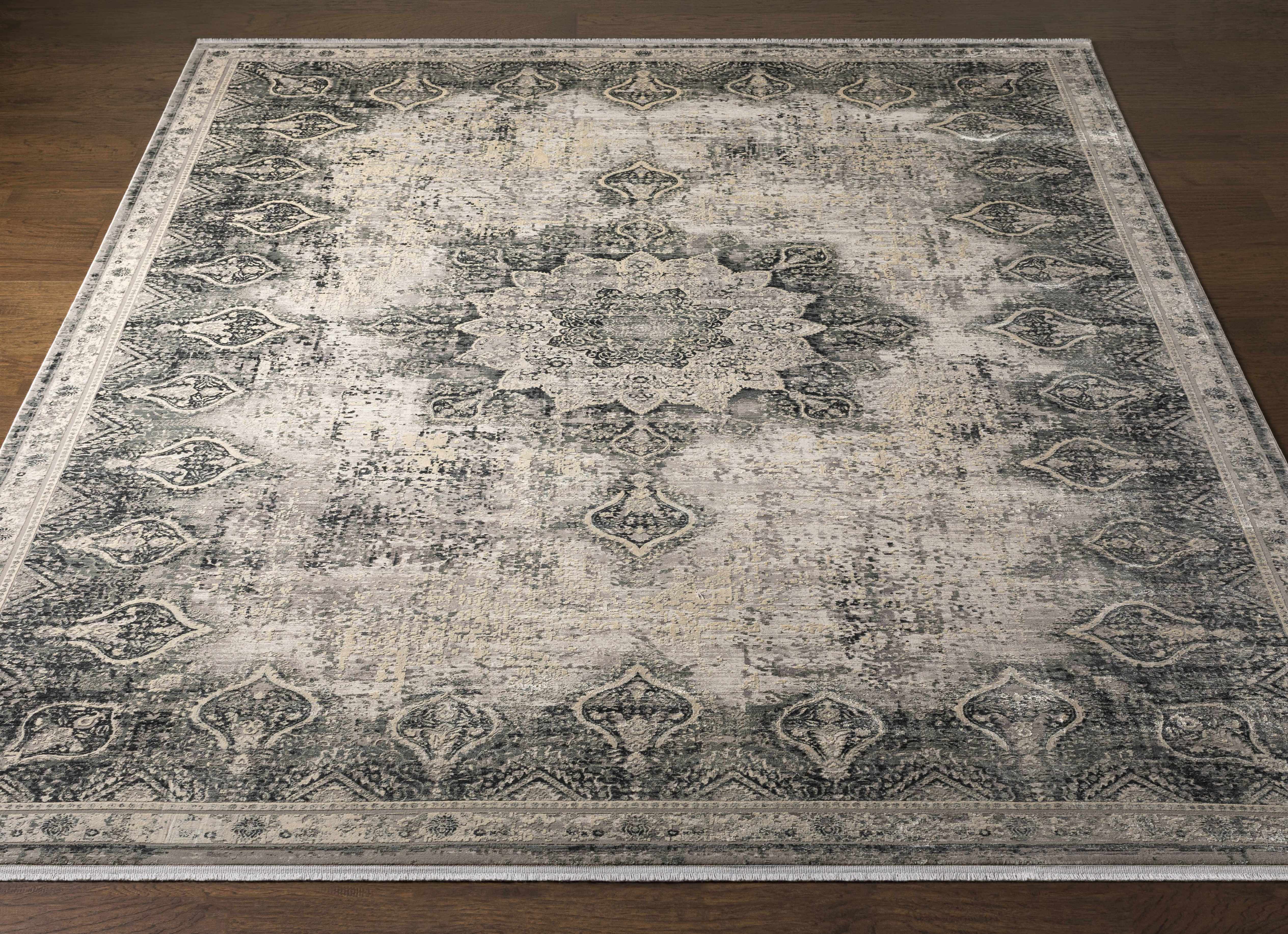 Chorlton Luxury Fringed Faux Silk Rug - Clearance - Image 3