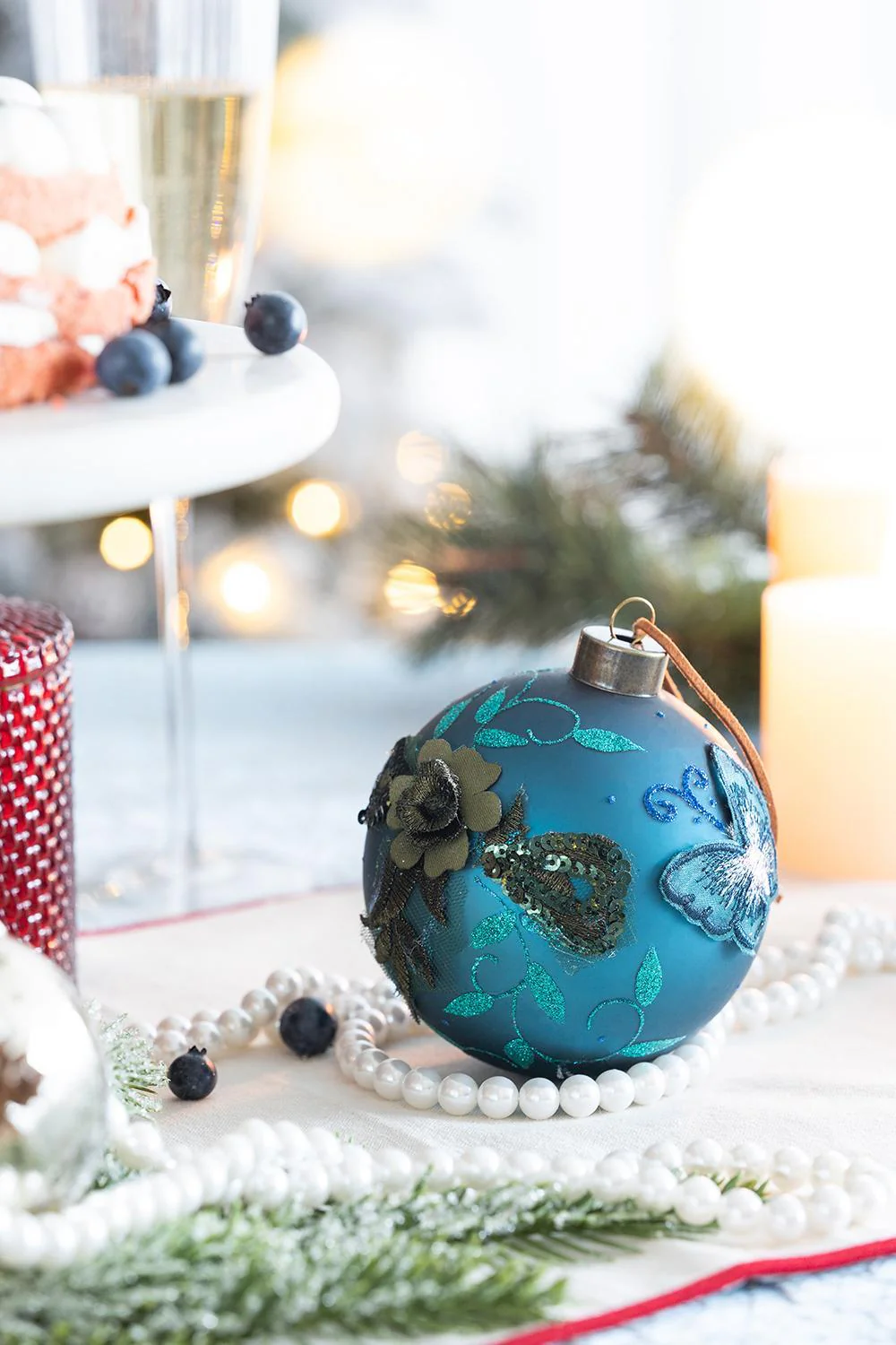 Christmas Ball Ornaments Glass Decorative Hanging Balls Light Blue - Image 2