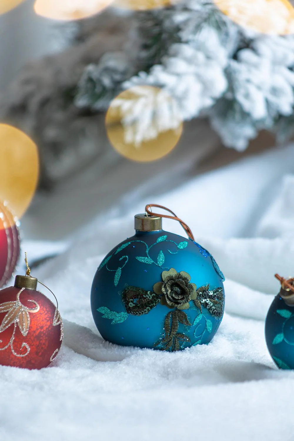 Christmas Ball Ornaments Glass Decorative Hanging Balls Light Blue - Image 6