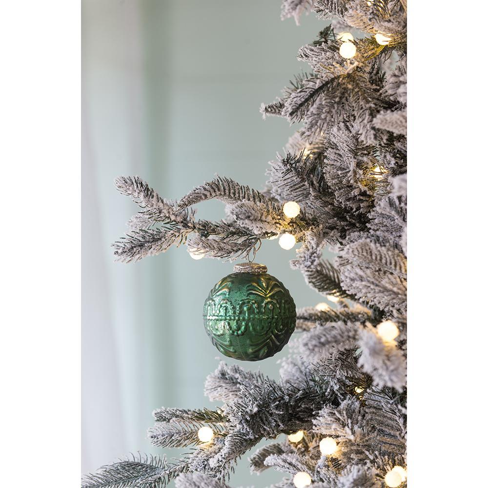 Christmas Ball Ornaments Glass Set of 6 Green Holiday Decor - Image 3