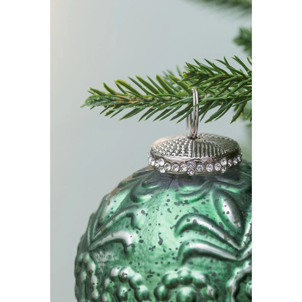 Christmas Ball Ornaments Glass Set of 6 Green Holiday Decor - Image 5