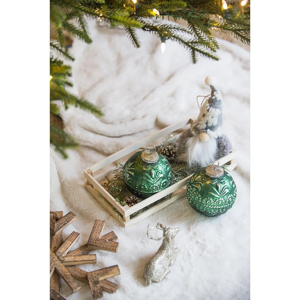 Christmas Ball Ornaments Glass Set of 6 Green Holiday Decor - Image 7