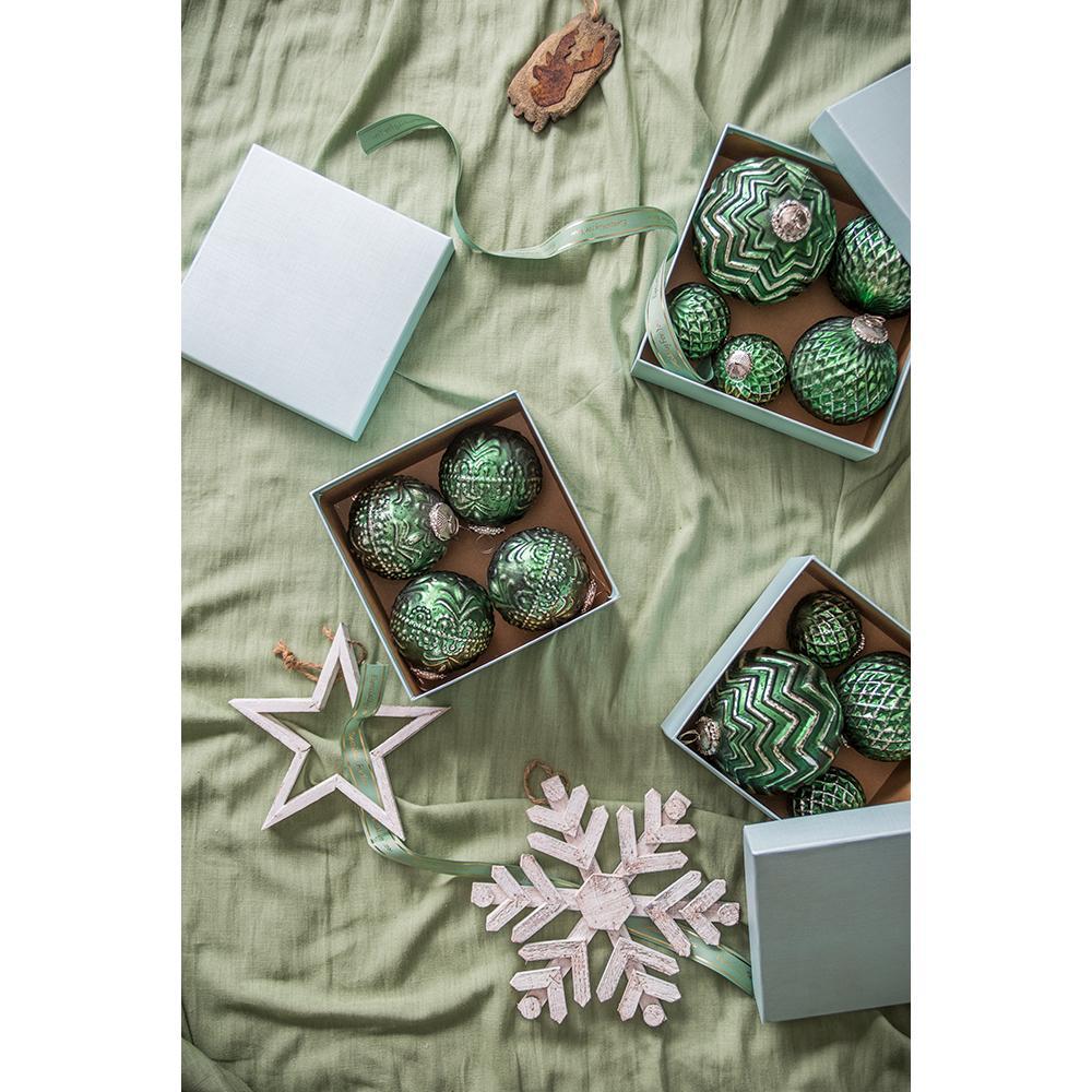 Christmas Ball Ornaments Glass Set of 6 Green Holiday Decor - Image 8