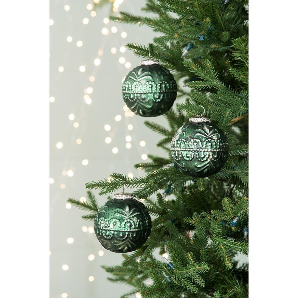 Christmas Ball Ornaments Glass Set of 6 Green Holiday Decor - Image 9