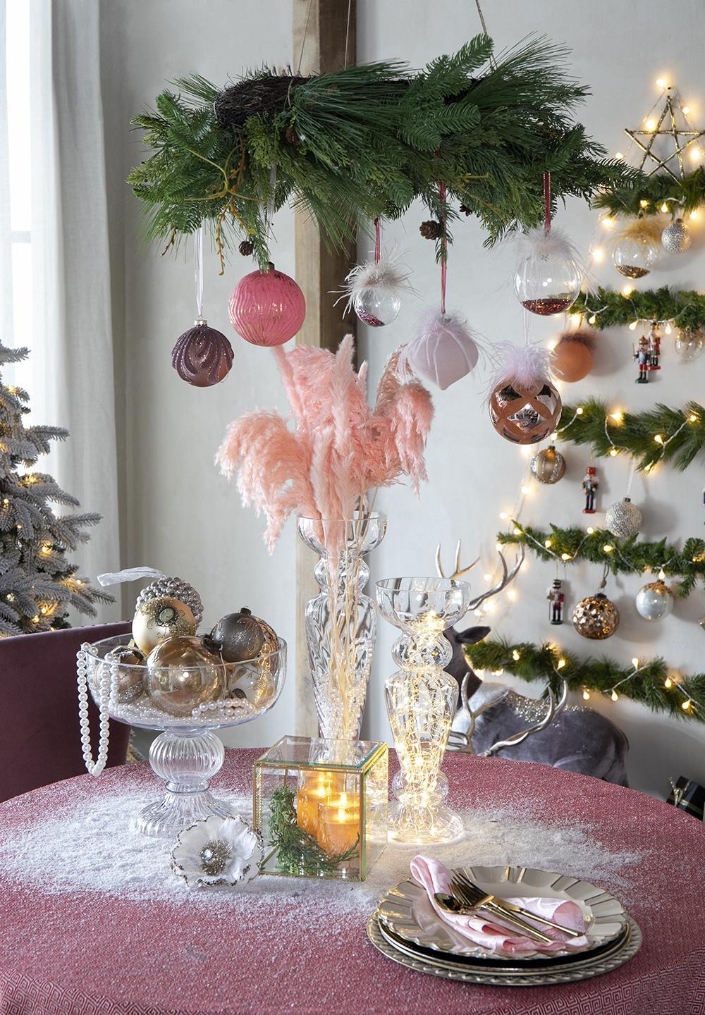 Christmas Ball Ornaments - Set of 6 Pink Glass Hanging Decorations - Image 5