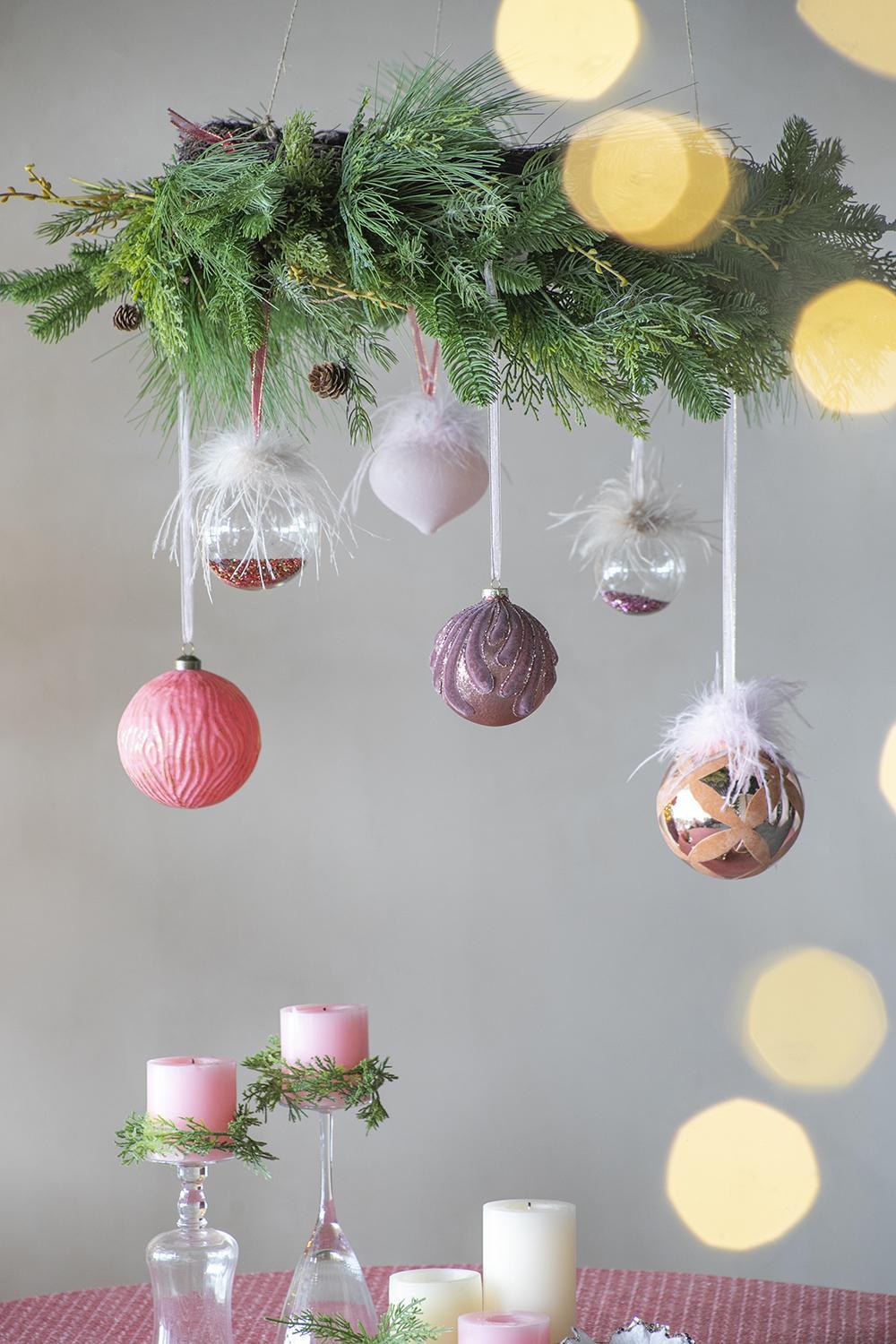 Christmas Ball Ornaments - Set of 6 Pink Glass Hanging Decorations - Image 8
