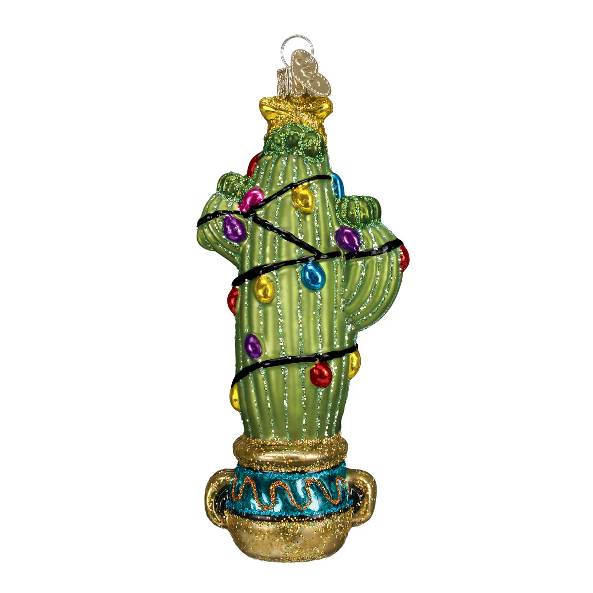 Christmas Cactus Ornament Glass Hand-Blown 4.5x2x1 Inches - Image 3
