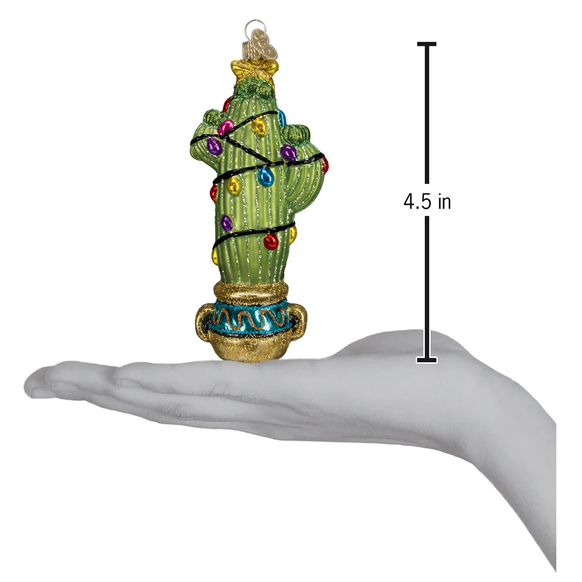 Christmas Cactus Ornament Glass Hand-Blown 4.5x2x1 Inches - Image 4