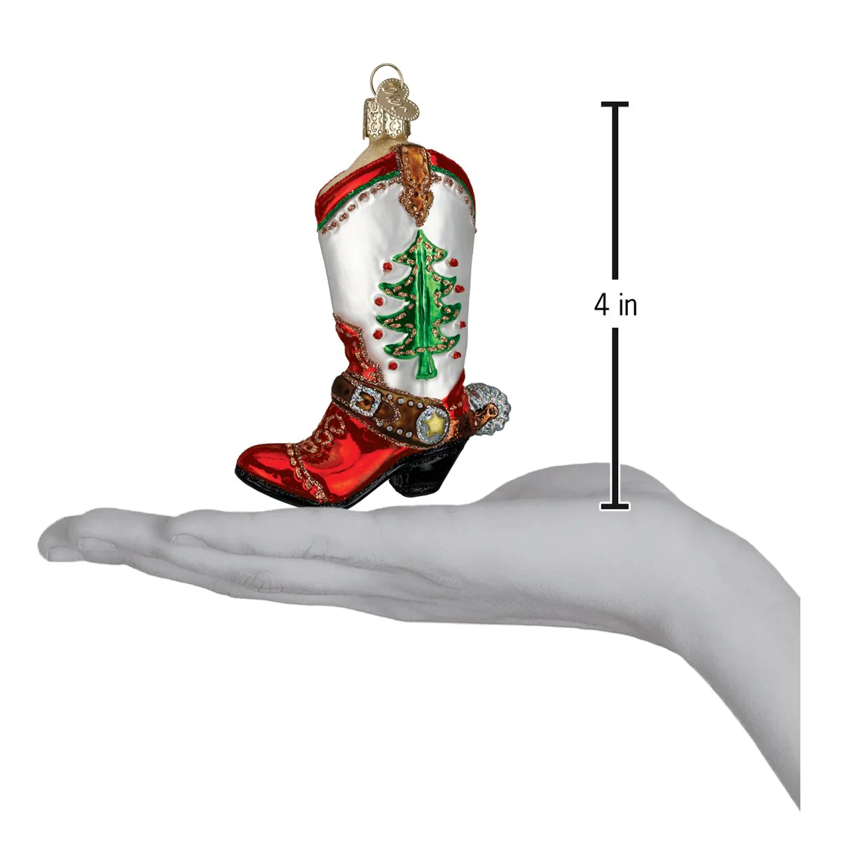 Christmas Cowboy Boot Ornament - Image 4