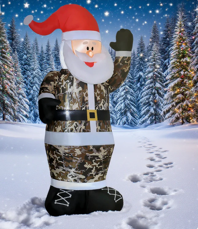 Christmas Inflatables Outdoor Decorations Santa Claus Wearing Camouflage - Image 2