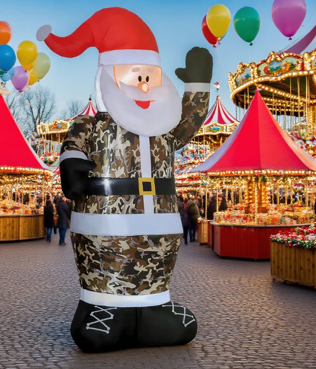 Christmas Inflatables Outdoor Decorations Santa Claus Wearing Camouflage - Image 3