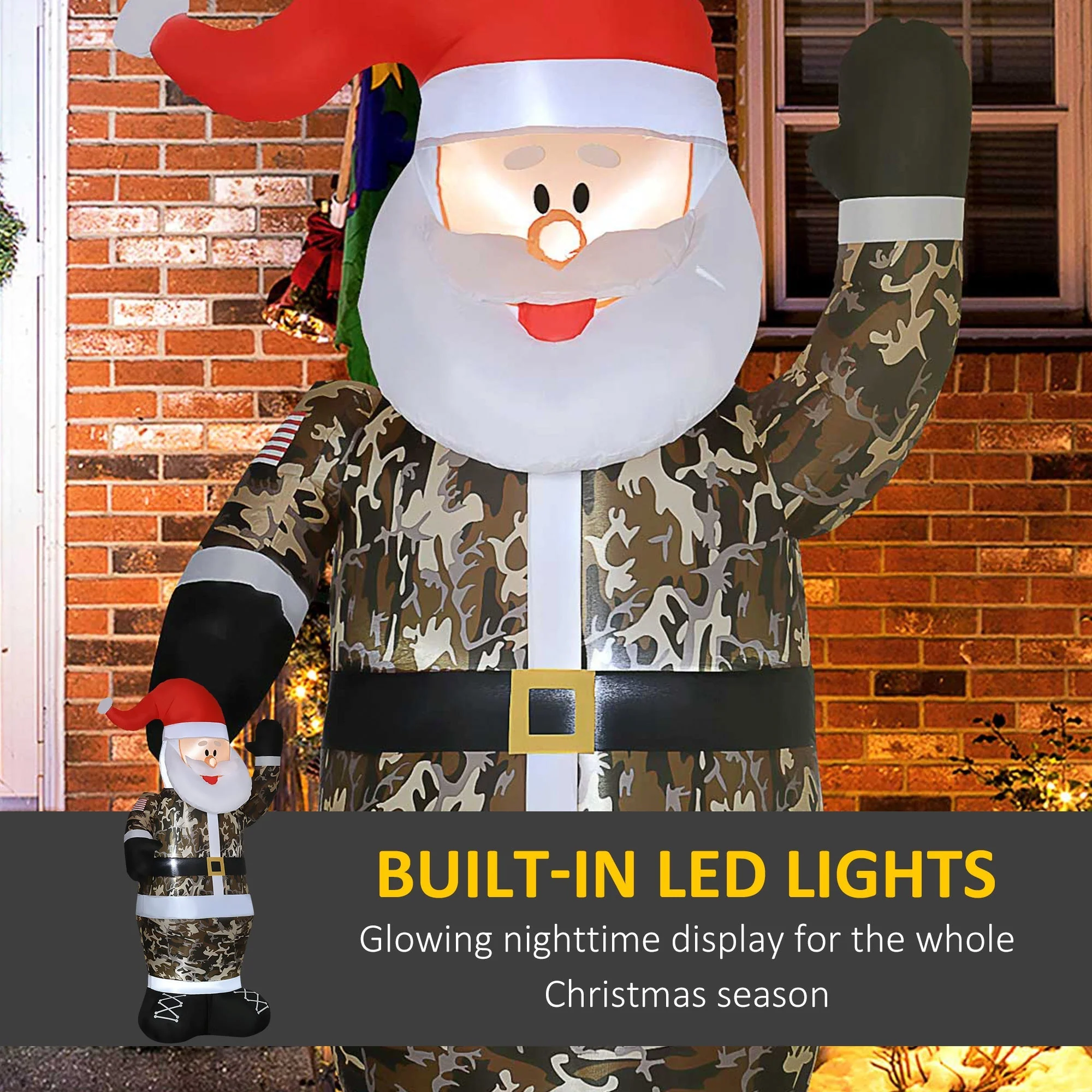 Christmas Inflatables Outdoor Decorations Santa Claus Wearing Camouflage - Image 4