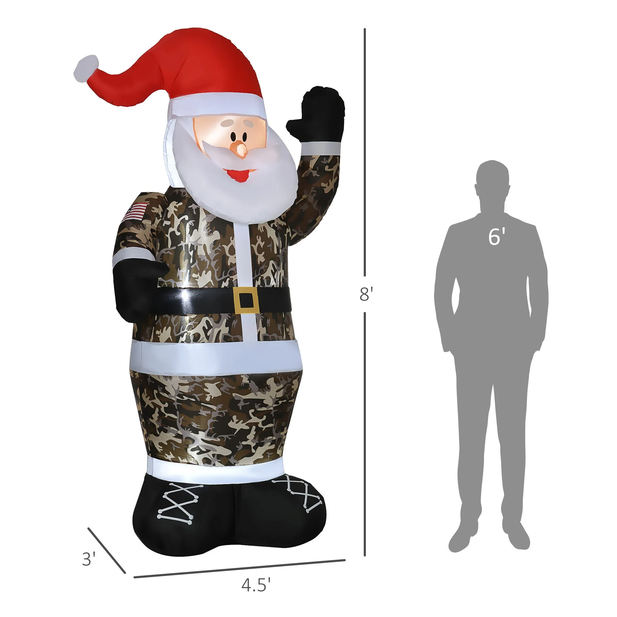 Christmas Inflatables Outdoor Decorations Santa Claus Wearing Camouflage - Image 5