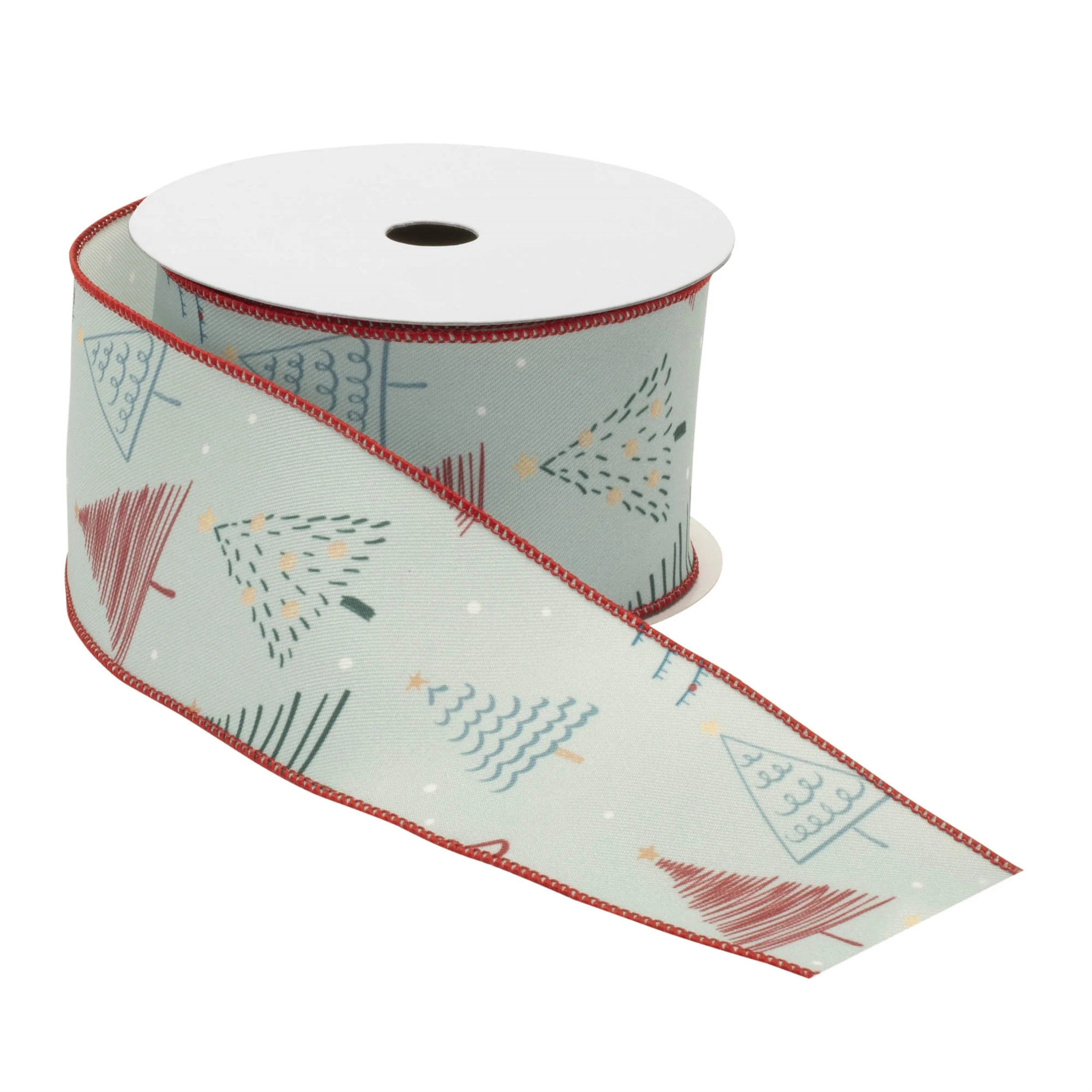 Christmas Tree Print Wired Ribbon (Set of 2) - Image 2