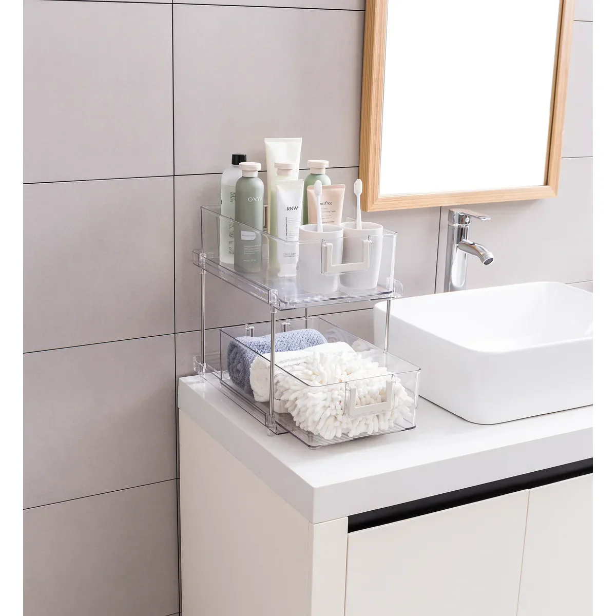 Chrome/Clear - 2-Tier Sliding Drawer Organizer - Image 3