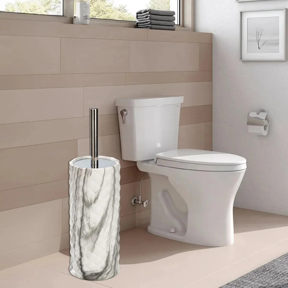 Chrome Marble Ceramic Toilet Brush - Image 4