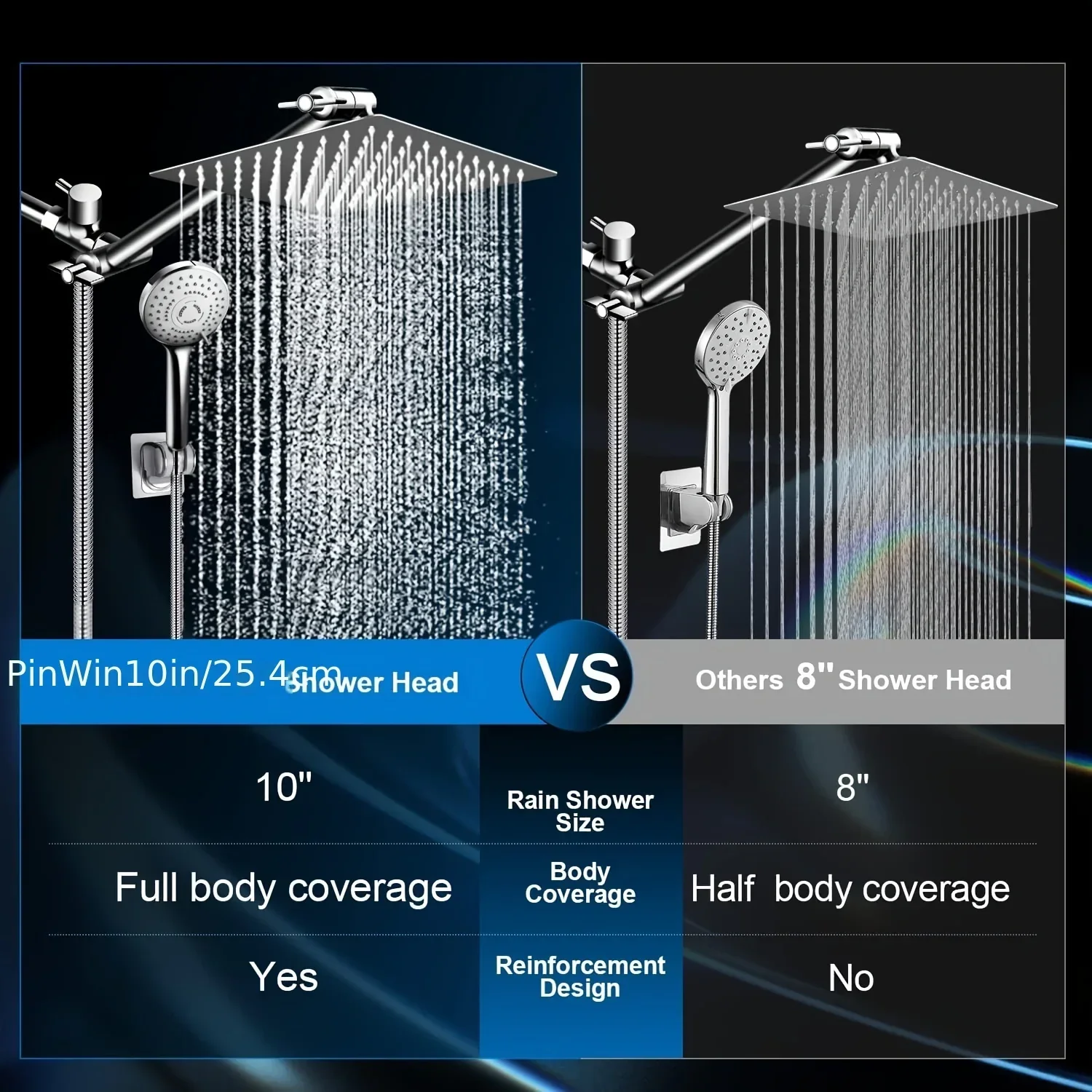 Chrome Stainless Steel Pressurized Shower Set Concealed Toilet Top Spray Arm - Image 3