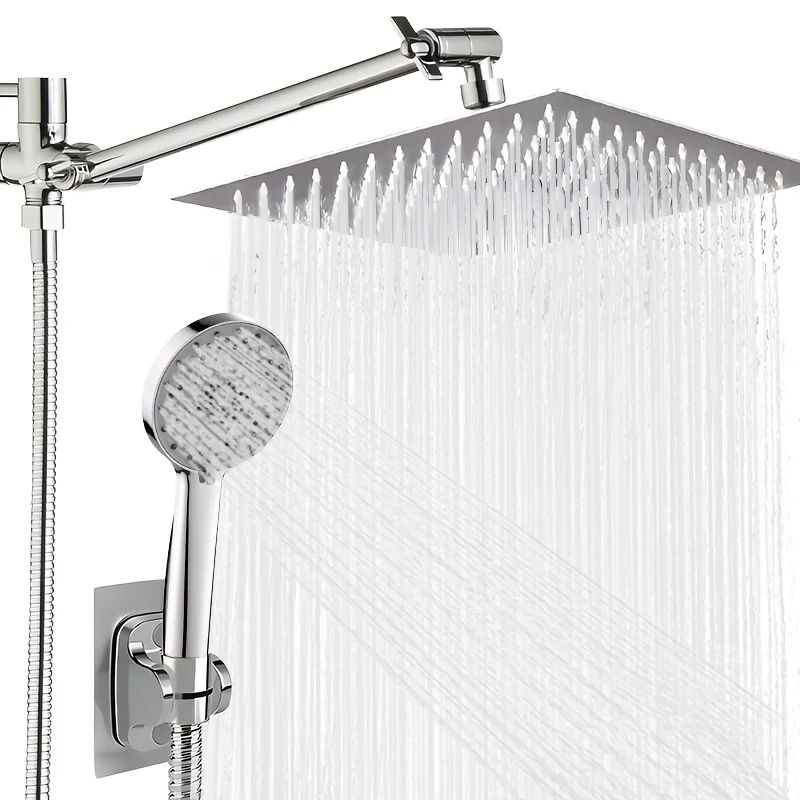 Chrome Stainless Steel Pressurized Shower Set Concealed Toilet Top Spray Arm - Image 7