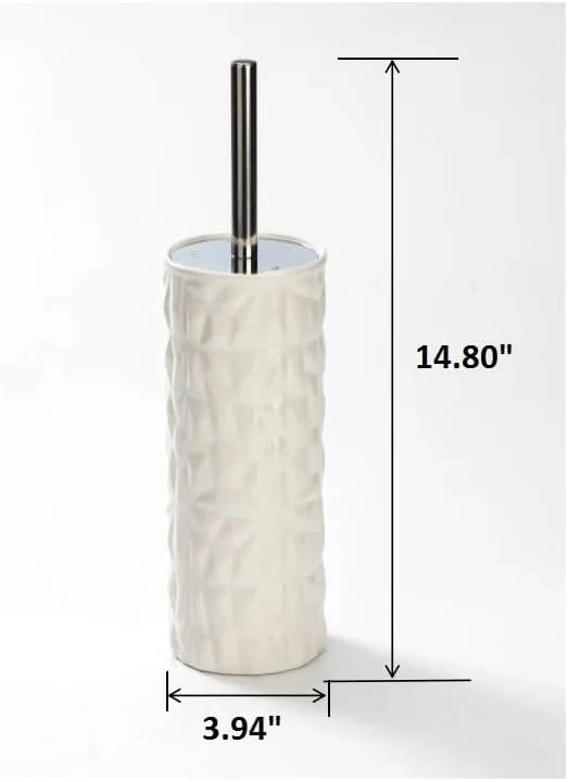 Chrome White Faceted Ceramic Toilet Brush - Image 3