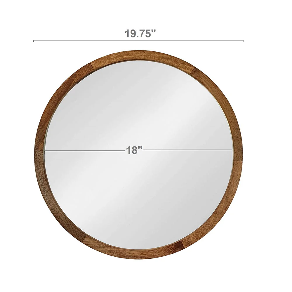 Circle Wall Mirror With Wooden Frame for Living Room - Image 18