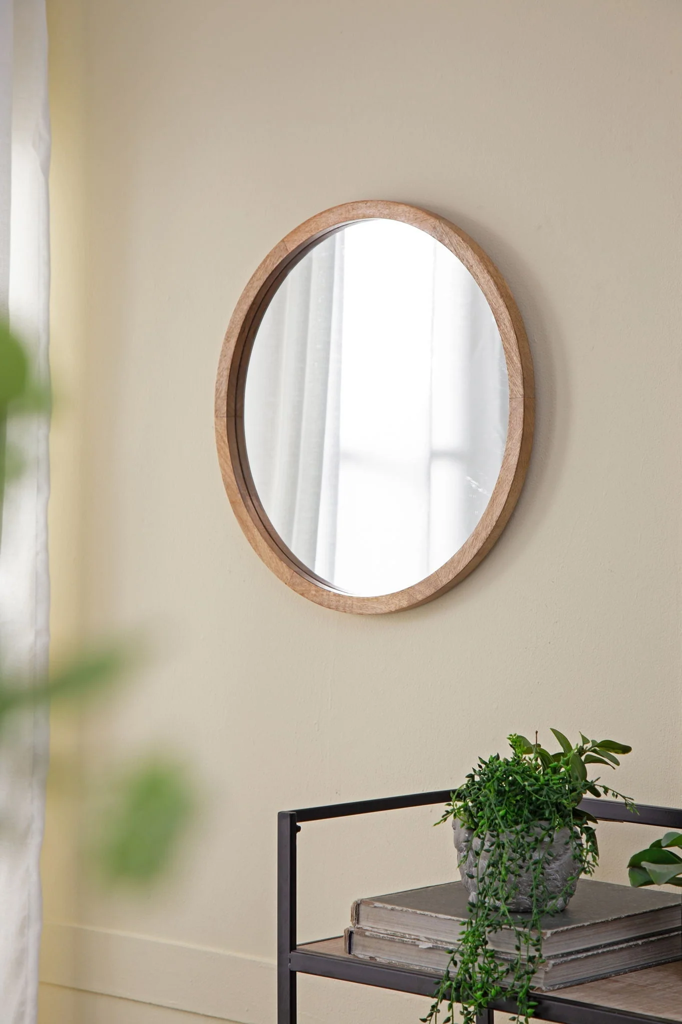 Circle Wall Mirror With Wooden Frame for Living Room - Image 22