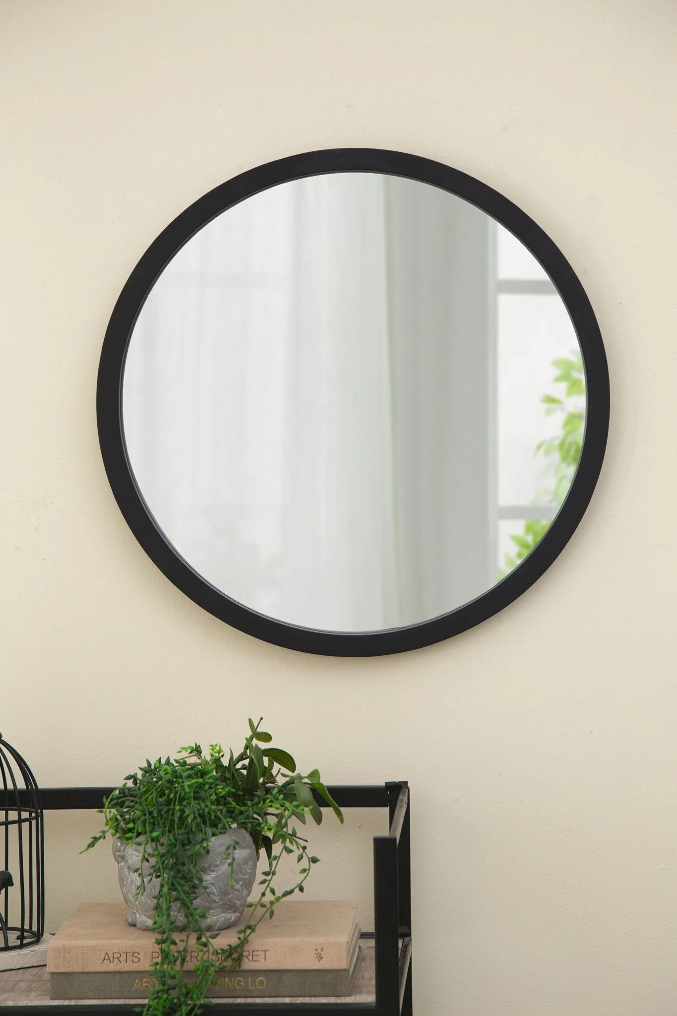 Circle Wall Mirror With Wooden Frame for Living Room - Image 23