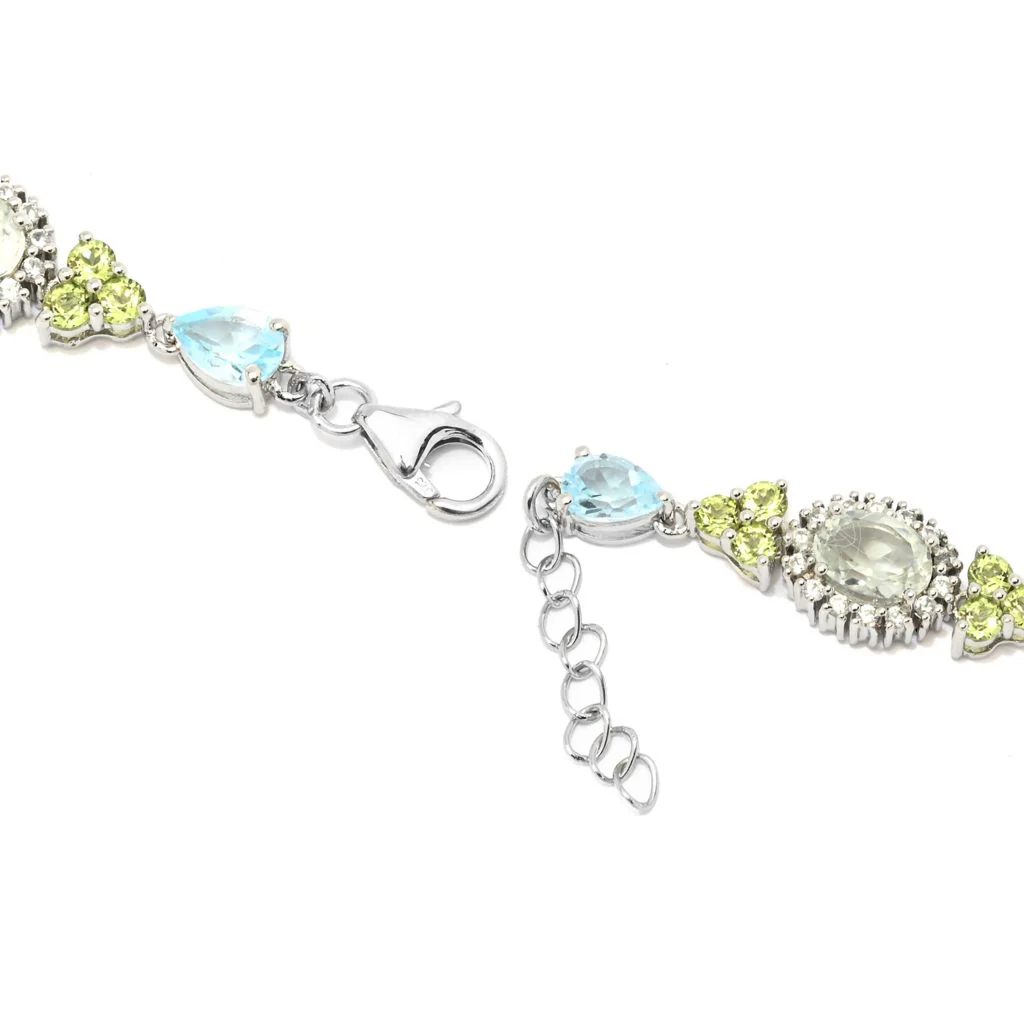 Claire Vessot Designs 15.05ctw Multi Gemstone Floral Inspired Line Bracelet - Image 2