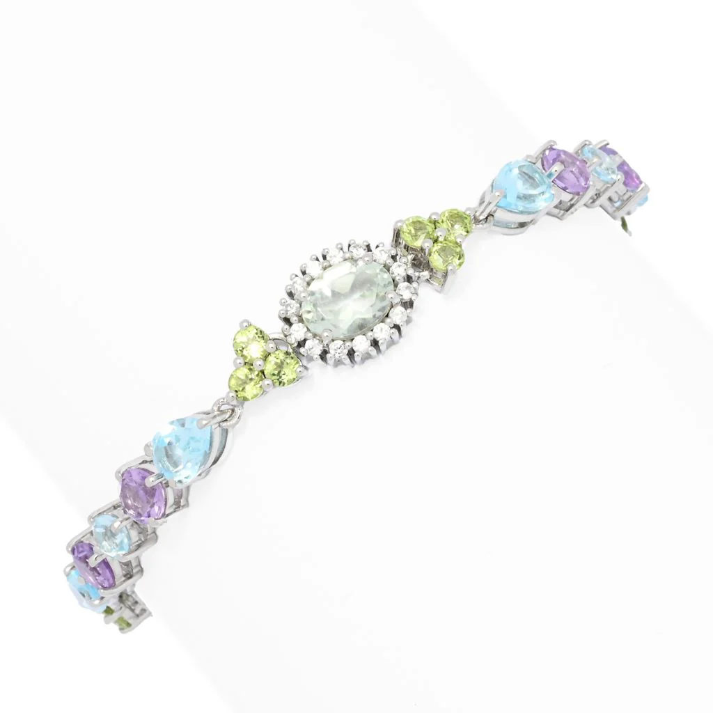 Claire Vessot Designs 15.05ctw Multi Gemstone Floral Inspired Line Bracelet - Image 3