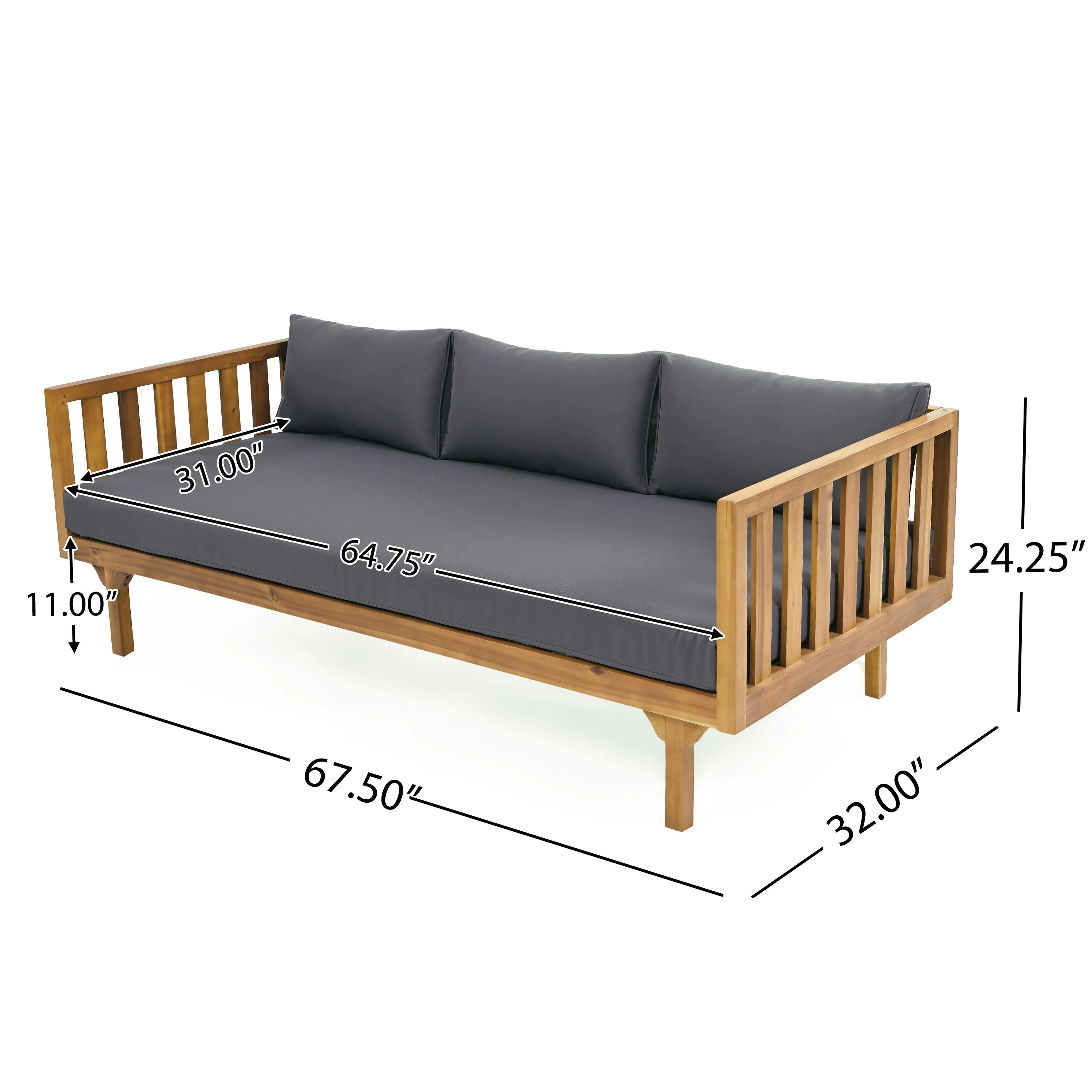 Claremont 3 Seater Daybed + Acacia Wood Patio Table - Image 7