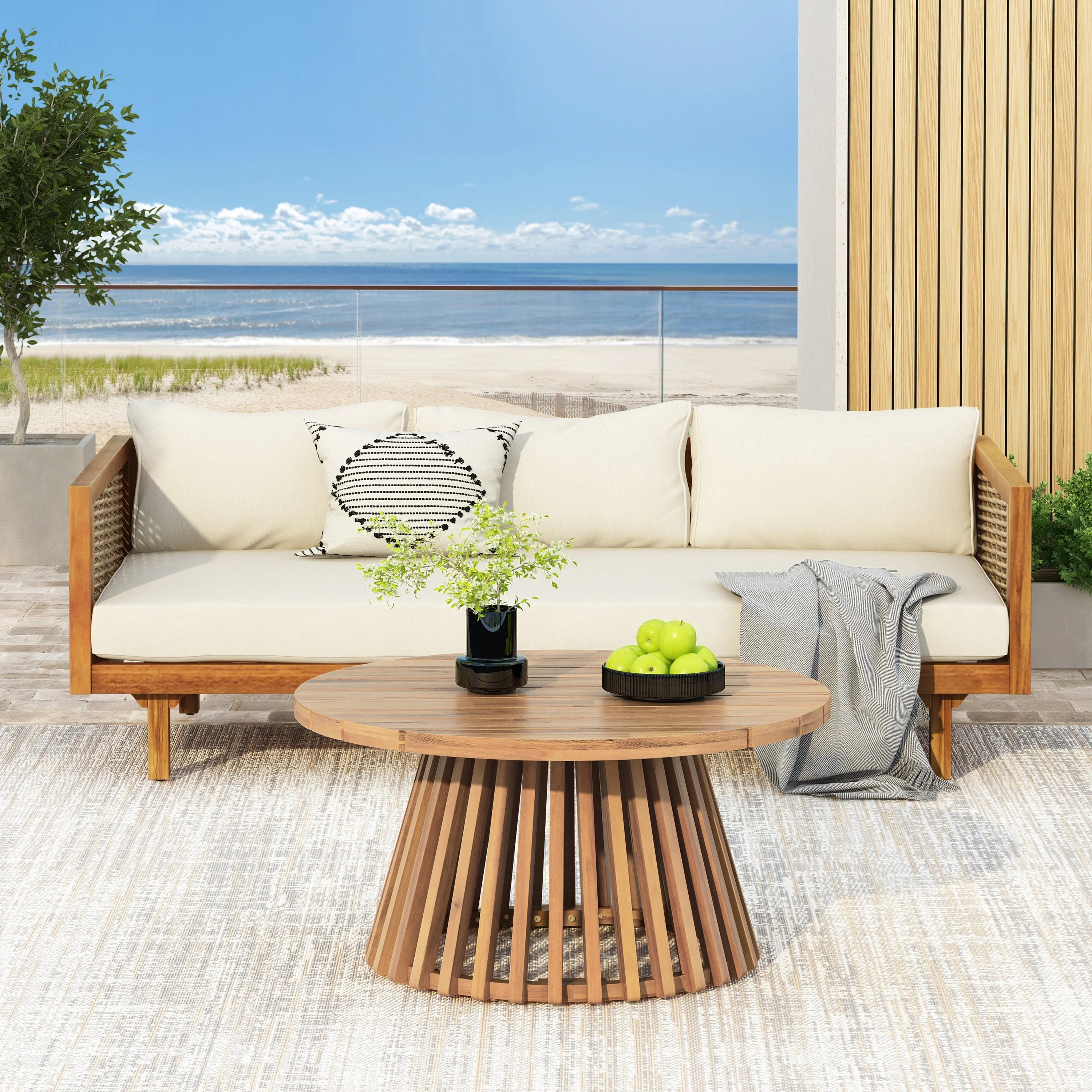 Claremont 3-Seater Daybed and Acacia Wood Patio Table - Image 2