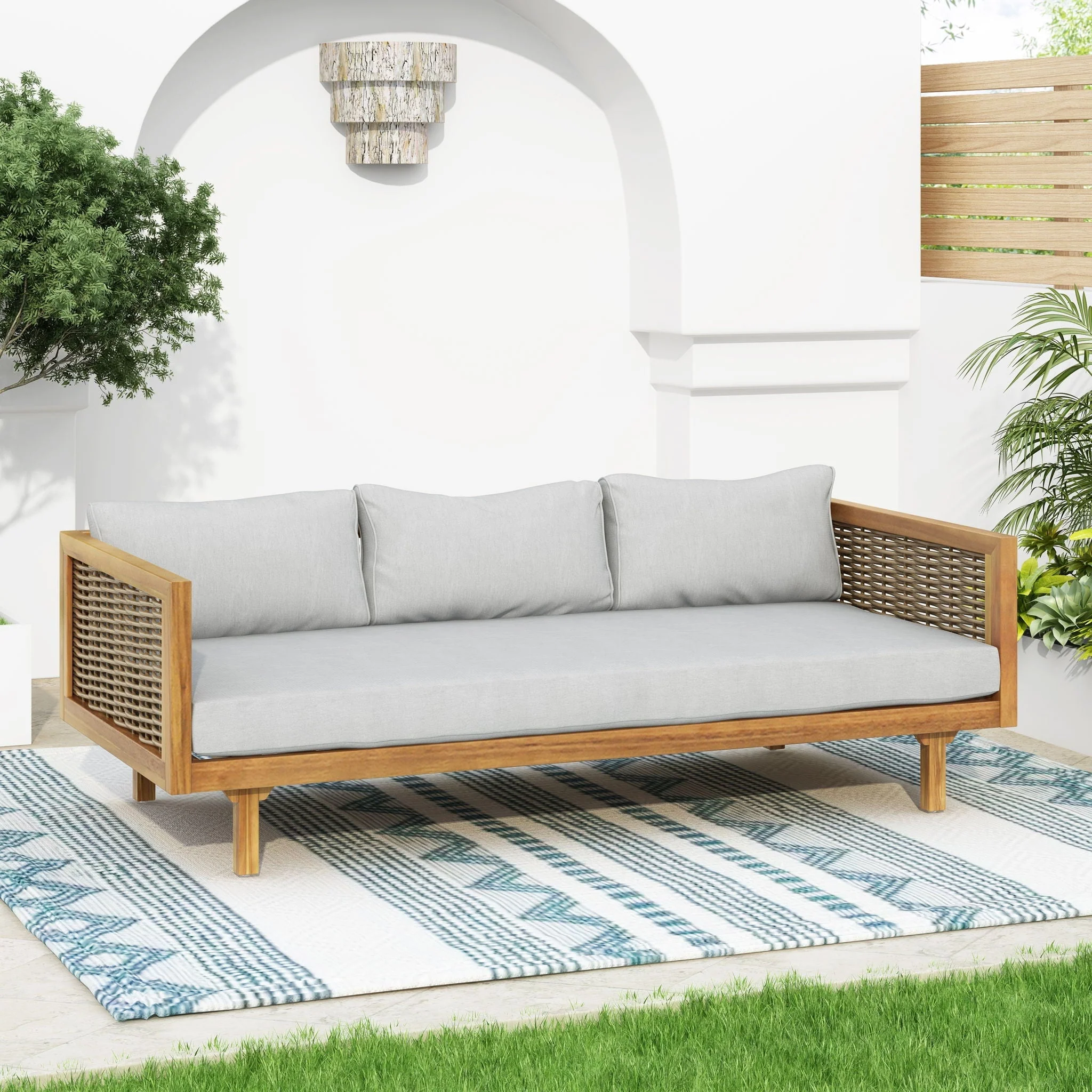 Claremont - 3 Seater Daybed Teak Acacia Wood Water Resistant Cushions - Image 11