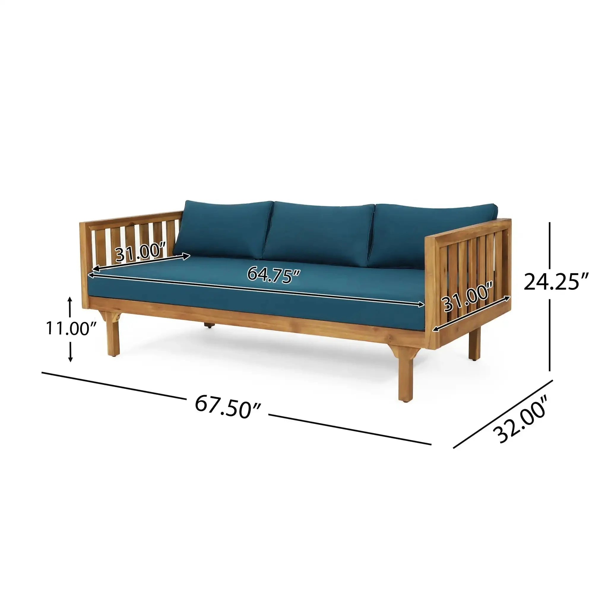 Claremont - 3 Seater Daybed Teak Acacia Wood Water Resistant Cushions - Image 12