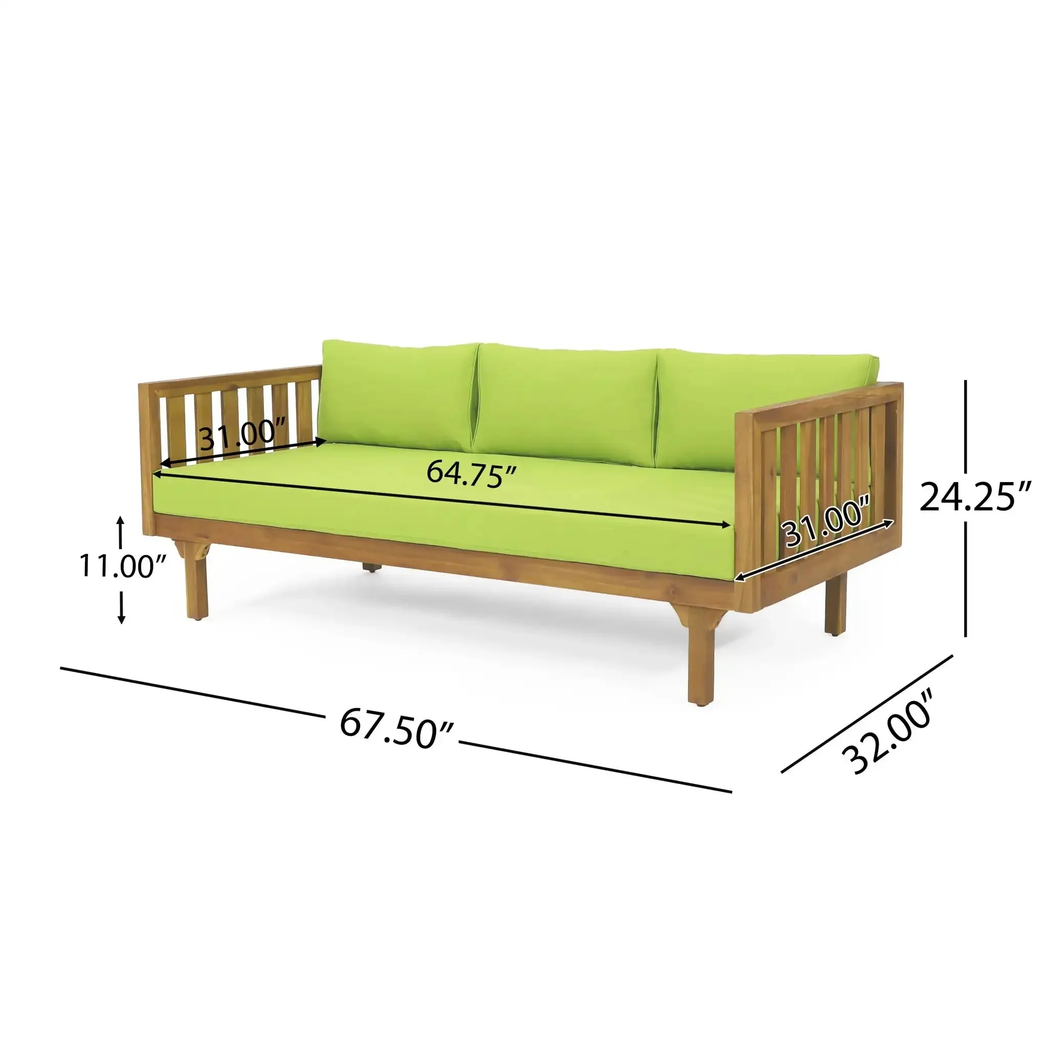 Claremont - 3 Seater Daybed Teak Acacia Wood Water Resistant Cushions - Image 16