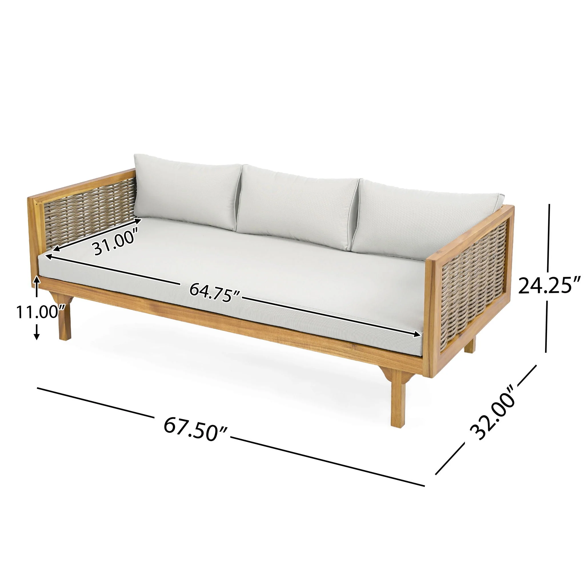 Claremont - 3 Seater Daybed Teak Acacia Wood Water Resistant Cushions - Image 18