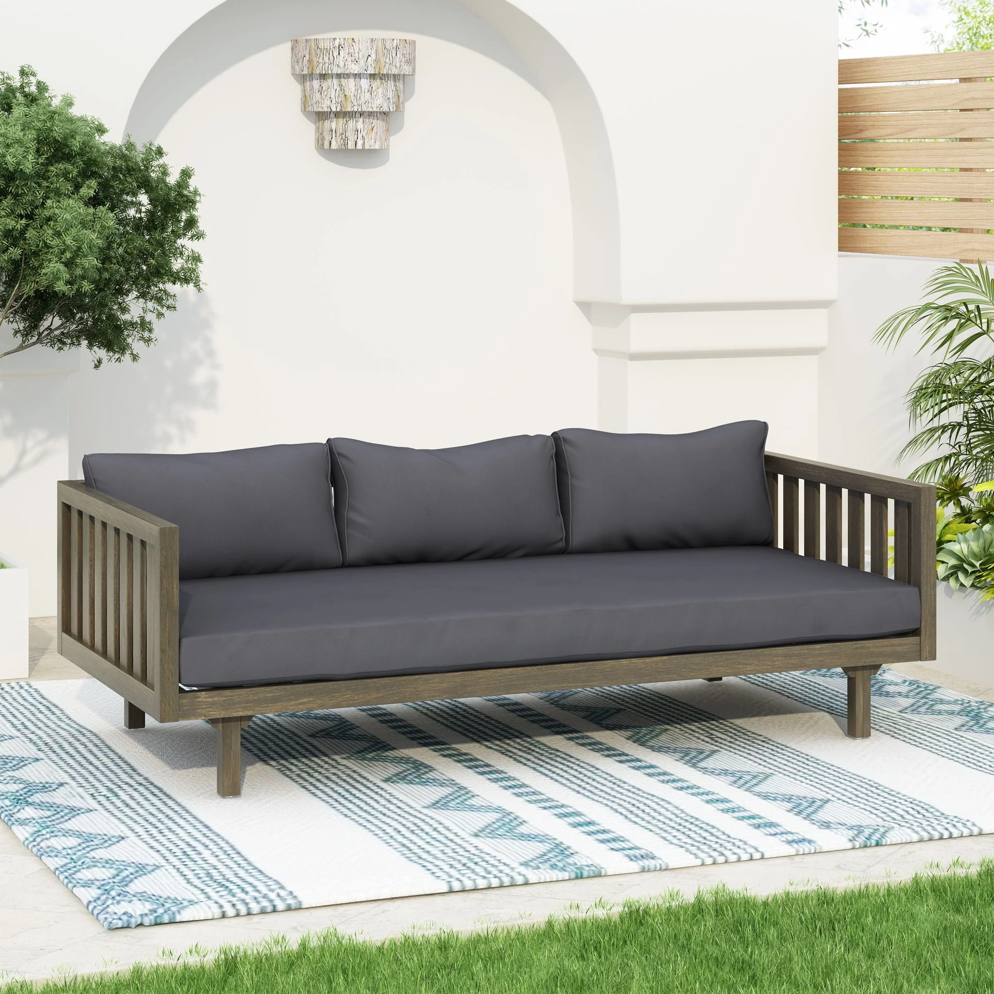Claremont - 3 Seater Daybed Teak Acacia Wood Water Resistant Cushions - Image 19
