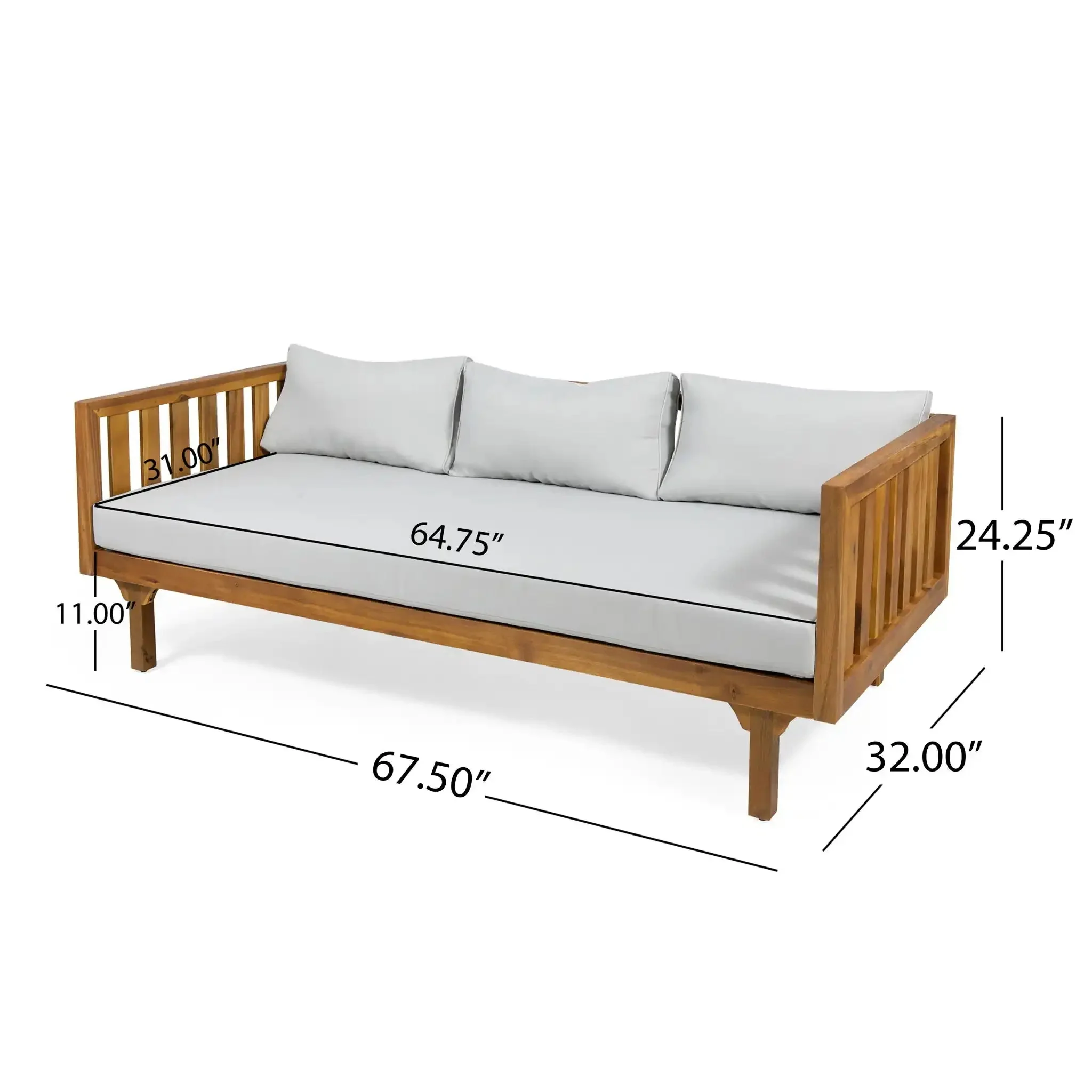 Claremont - 3 Seater Daybed Teak Acacia Wood Water Resistant Cushions - Image 20