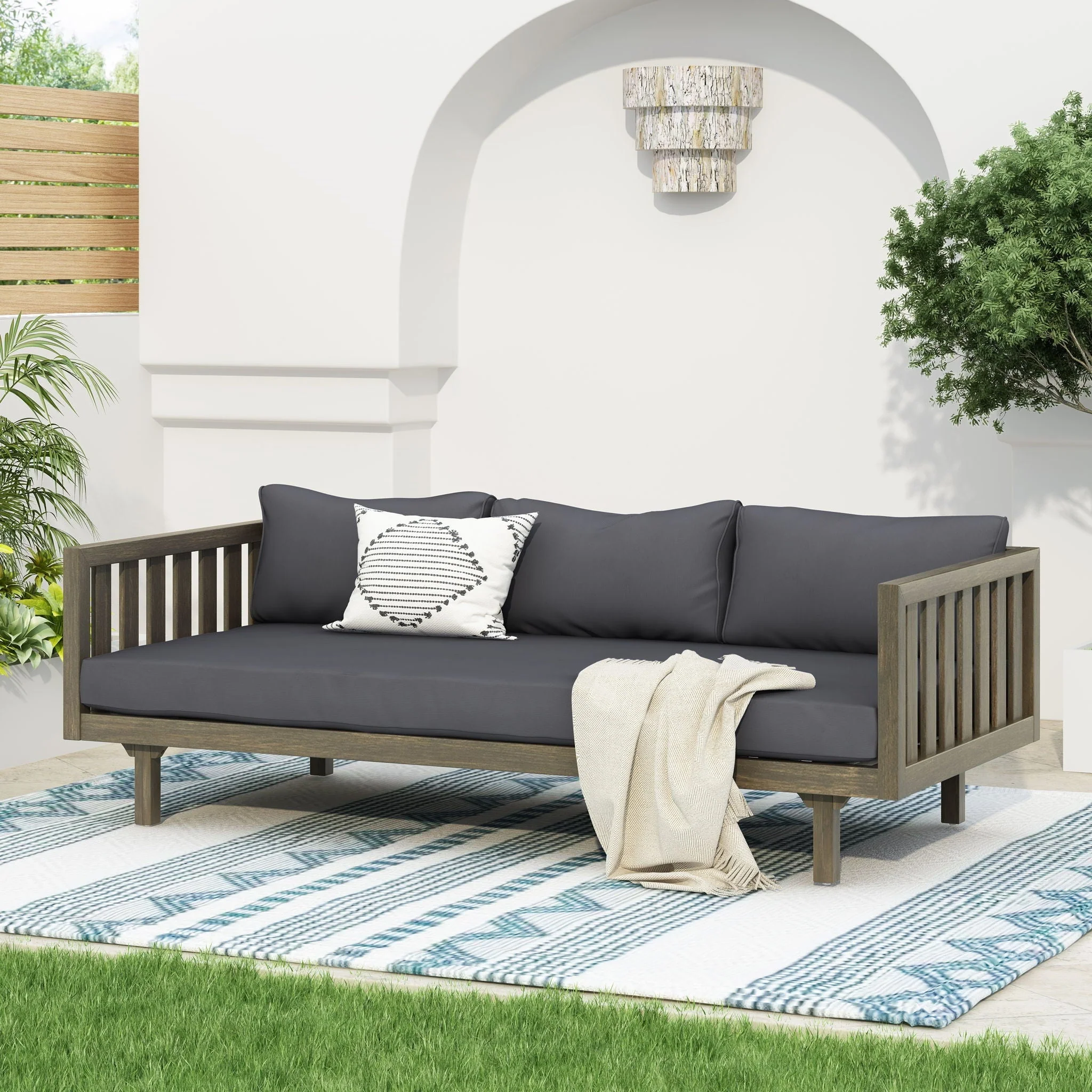 Claremont - 3 Seater Daybed Teak Acacia Wood Water Resistant Cushions - Image 24