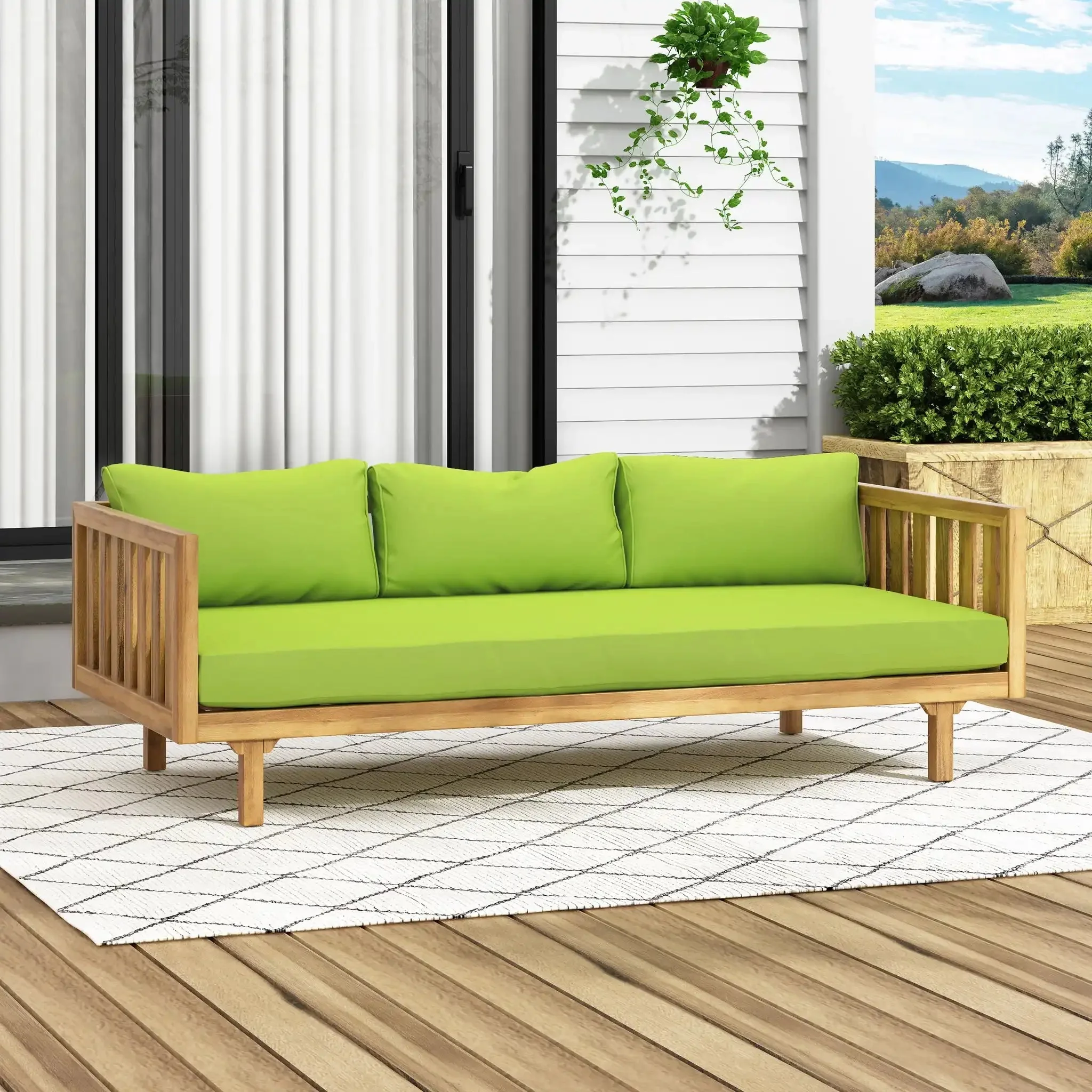 Claremont - 3 Seater Daybed Teak Acacia Wood Water Resistant Cushions - Image 25