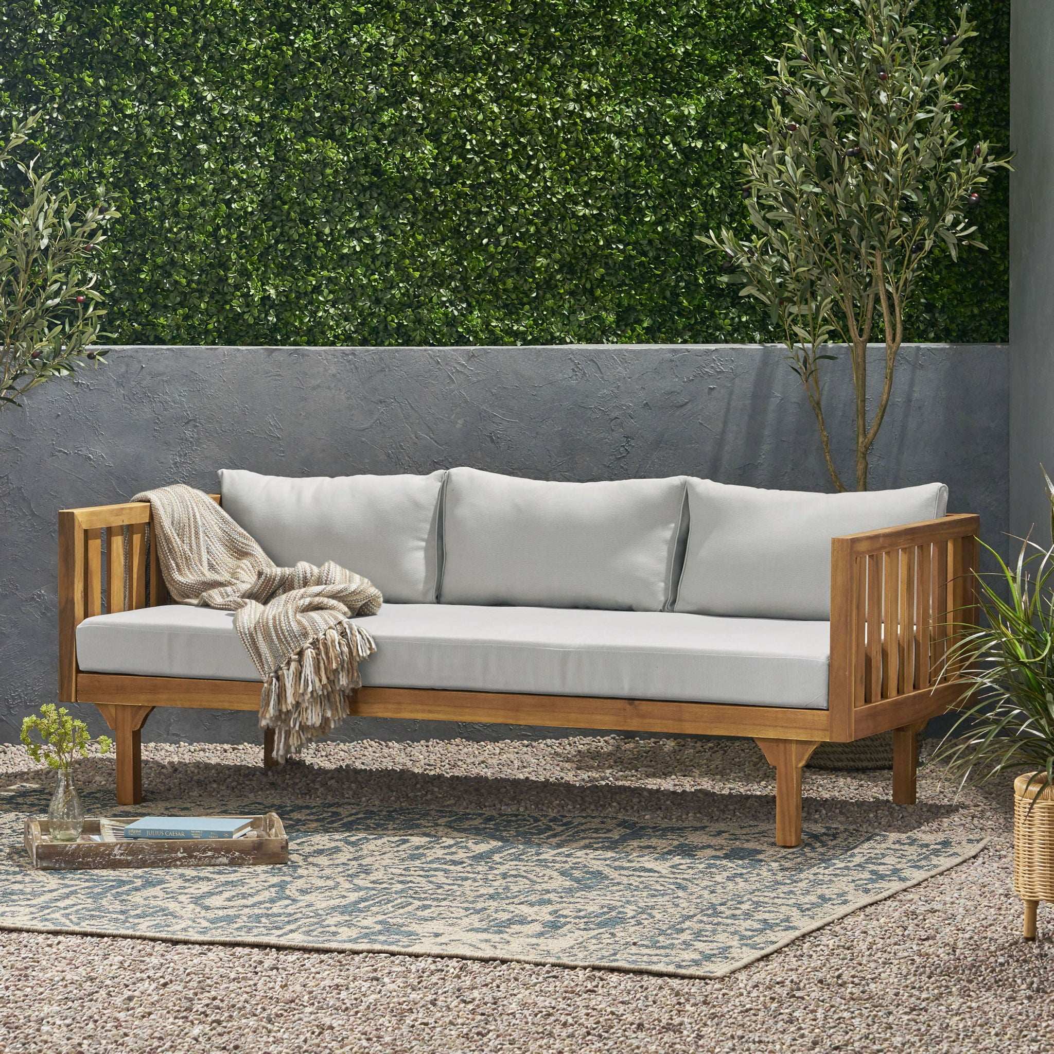 Claremont - 3 Seater Daybed Teak Acacia Wood Water Resistant Cushions - Image 26