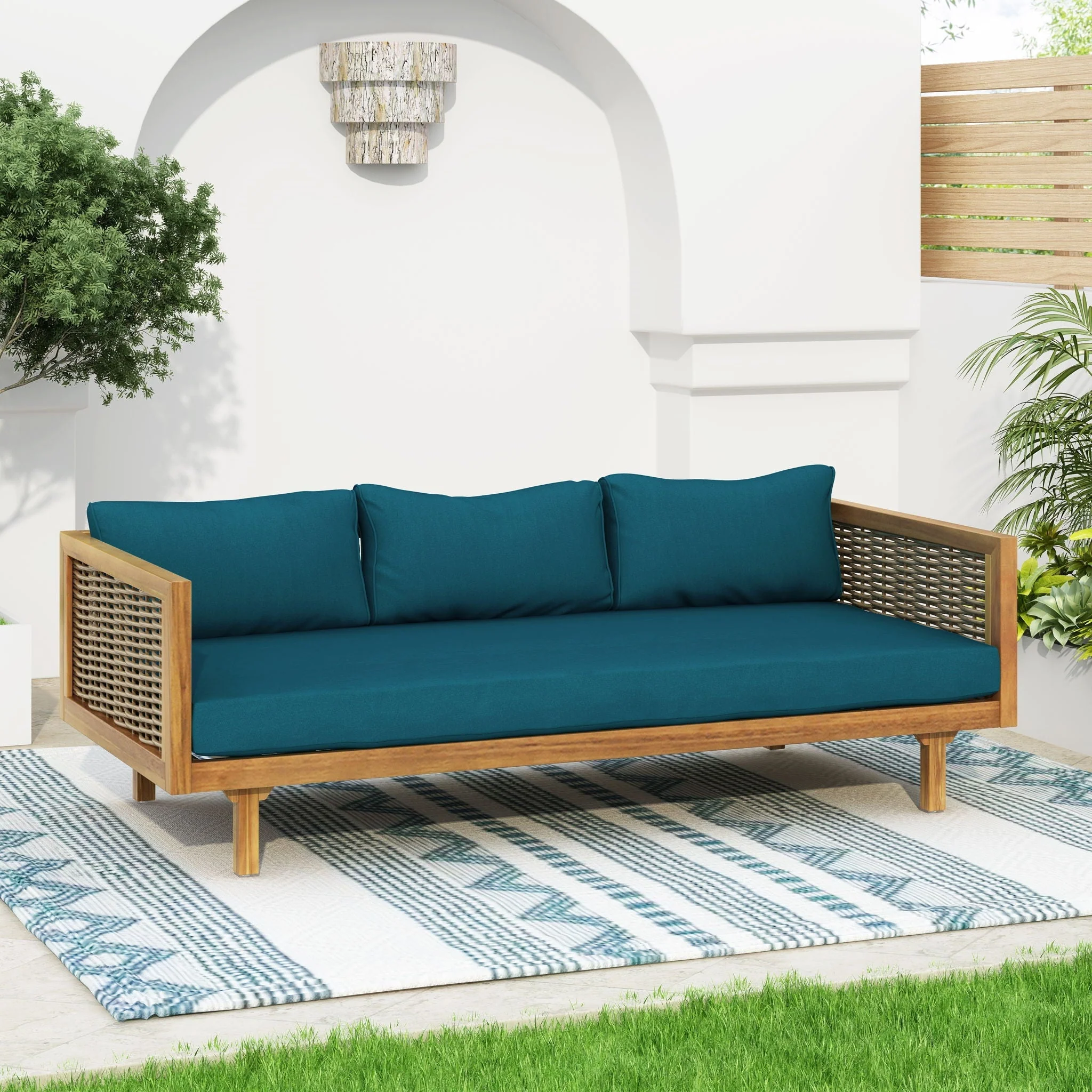 Claremont - 3 Seater Daybed Teak Acacia Wood Water Resistant Cushions - Image 28