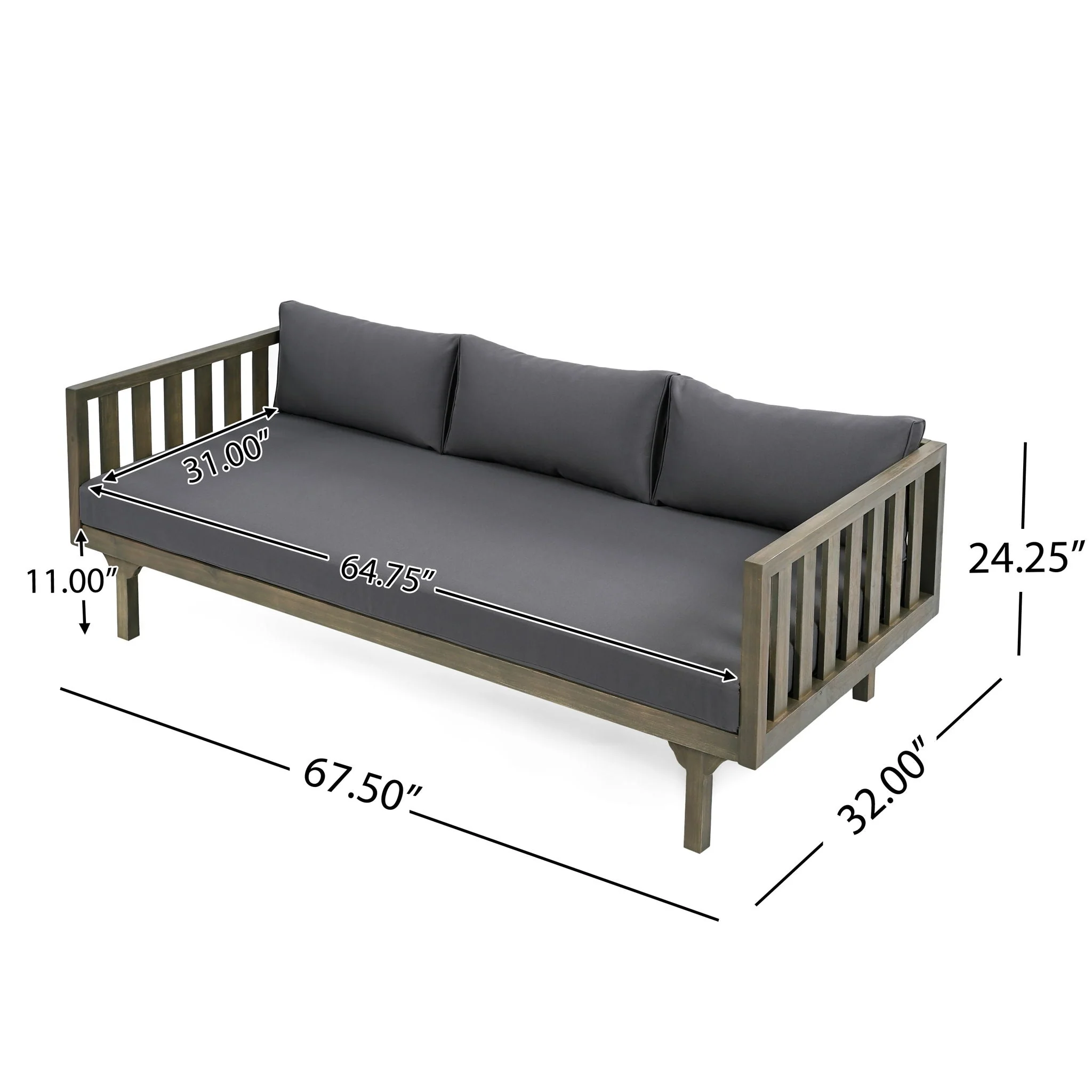 Claremont - 3 Seater Daybed Teak Acacia Wood Water Resistant Cushions - Image 8
