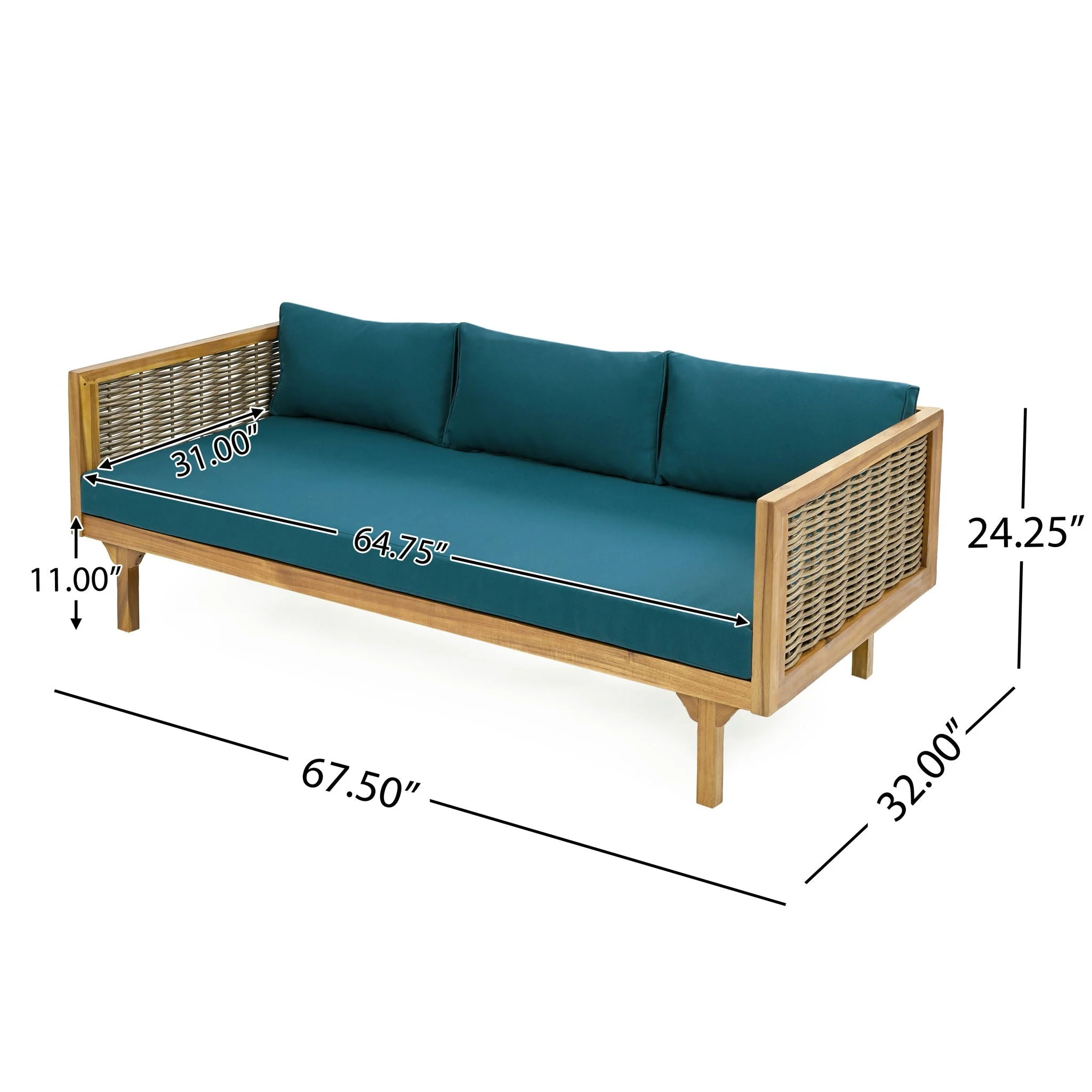 Claremont - 3 Seater Daybed Teak Acacia Wood Water Resistant Cushions - Image 9