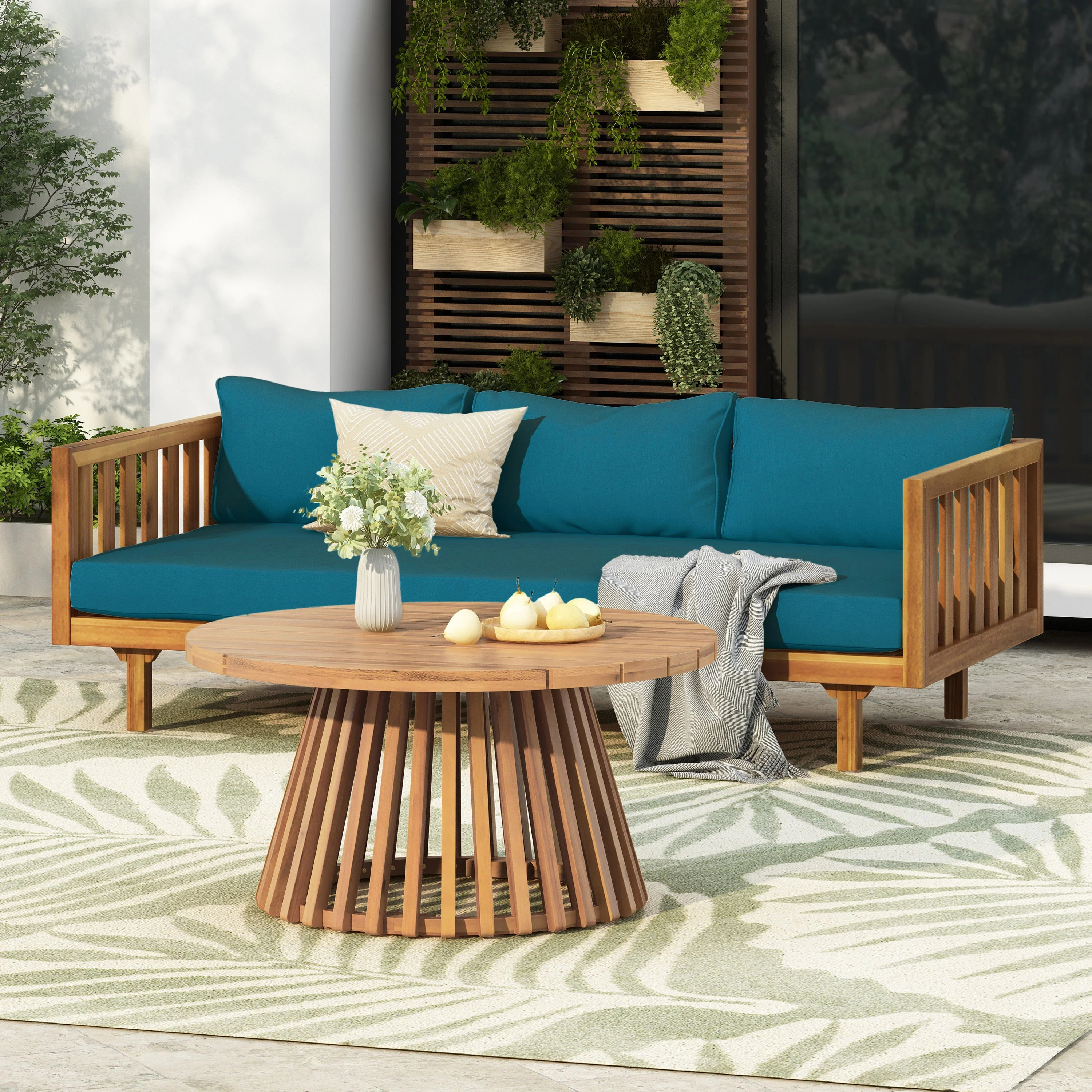 Claremont Patio Furniture Sets: 3-Seater Daybed + Acacia Wood Table - Image 2